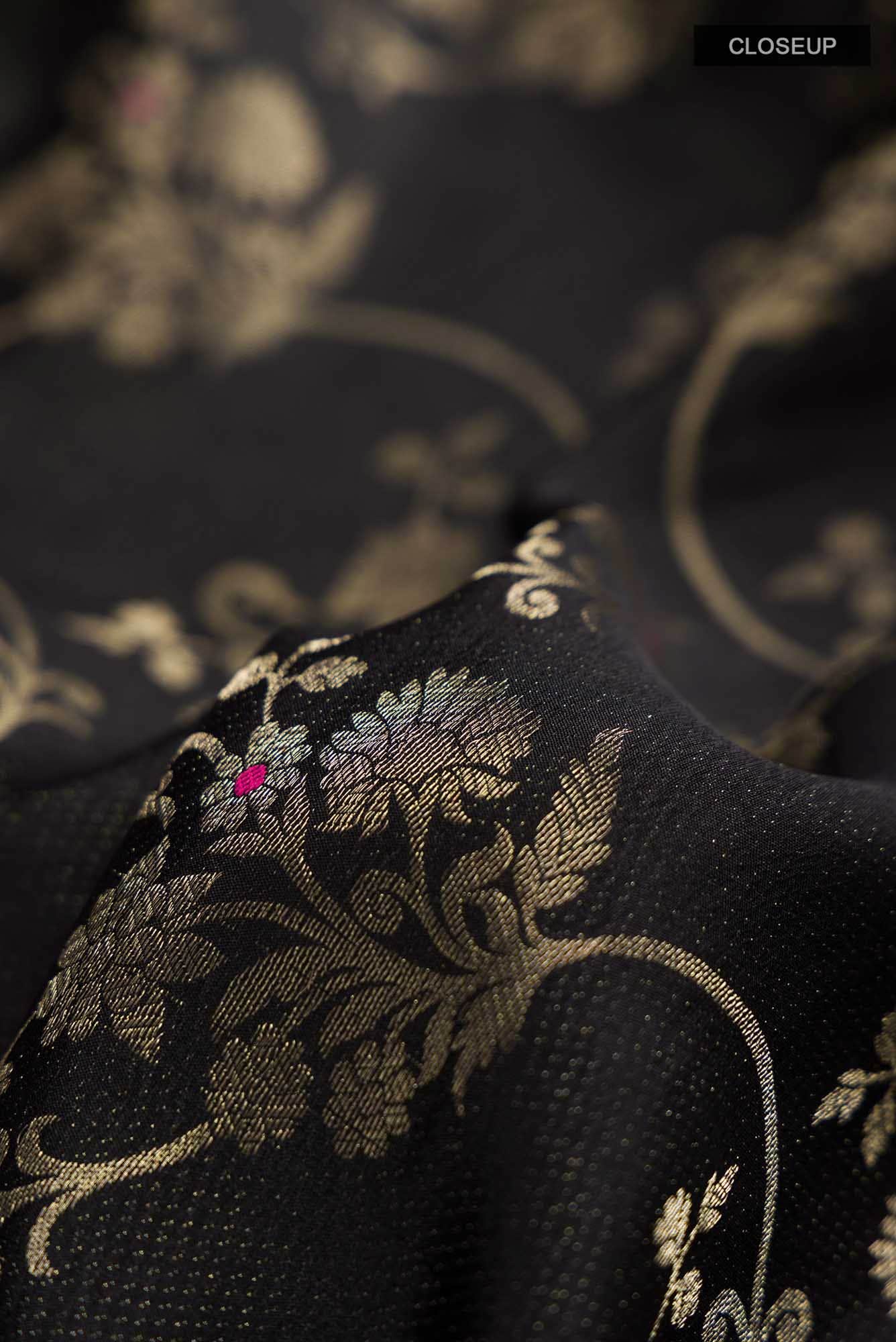 Black Mysore Crepe Saree
