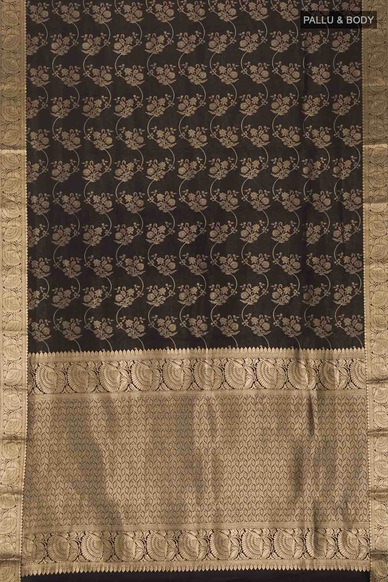 Black Mysore Crepe Saree