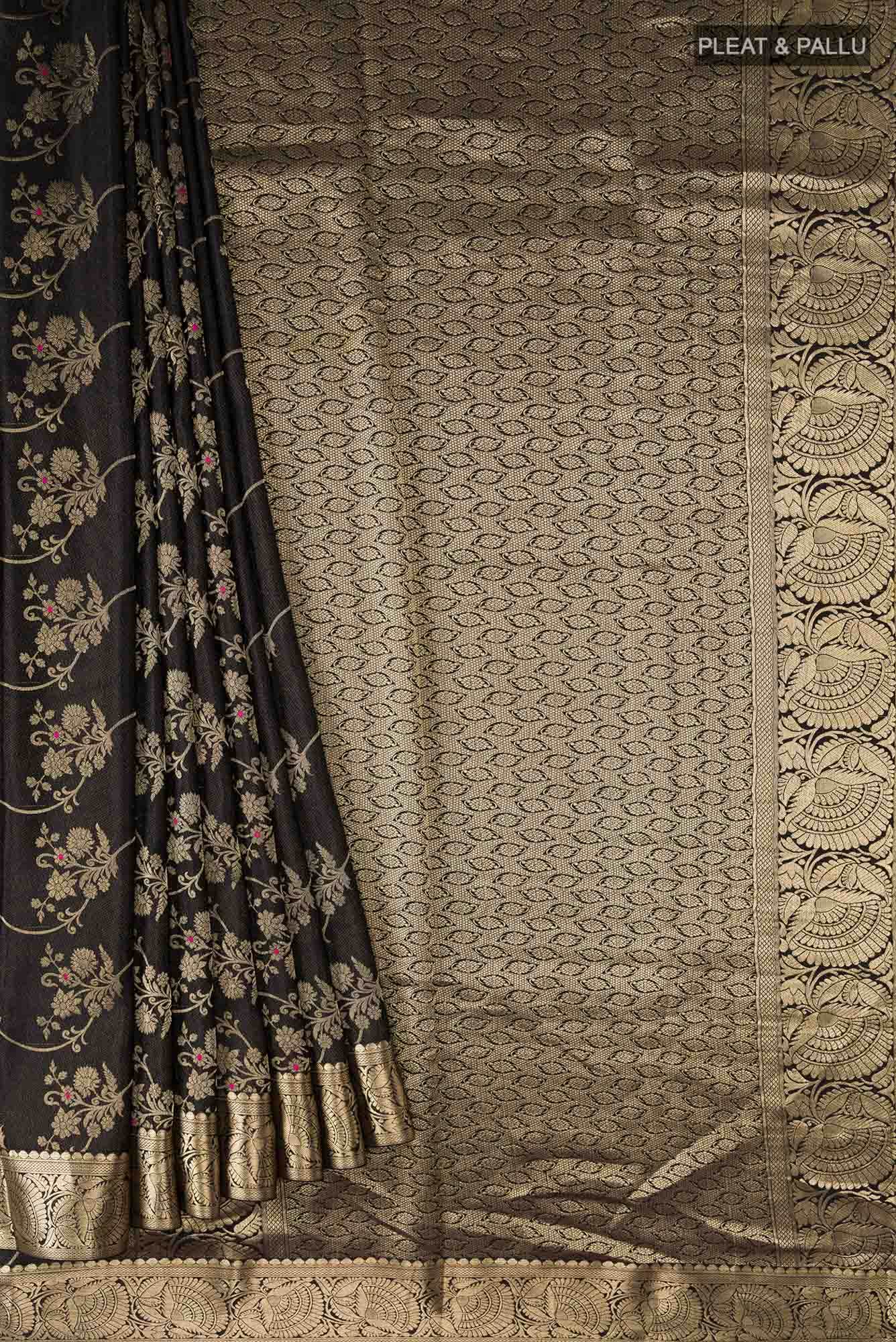 Black Mysore Crepe Saree