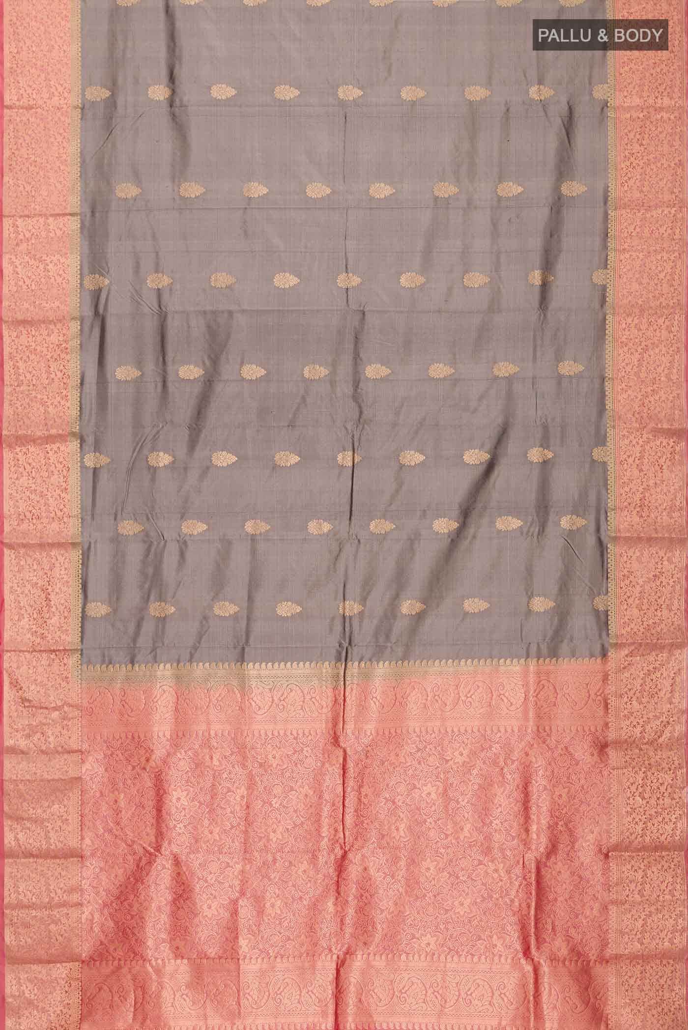 Grey Bangalore Silk - kadyal Saree