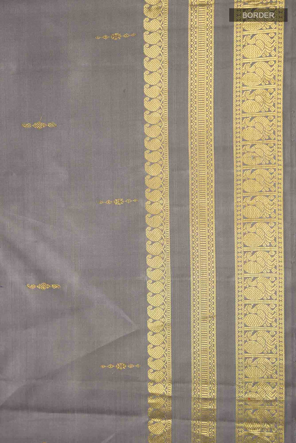 Pure Silk Pure Zari Grey Kanchipuram Saree