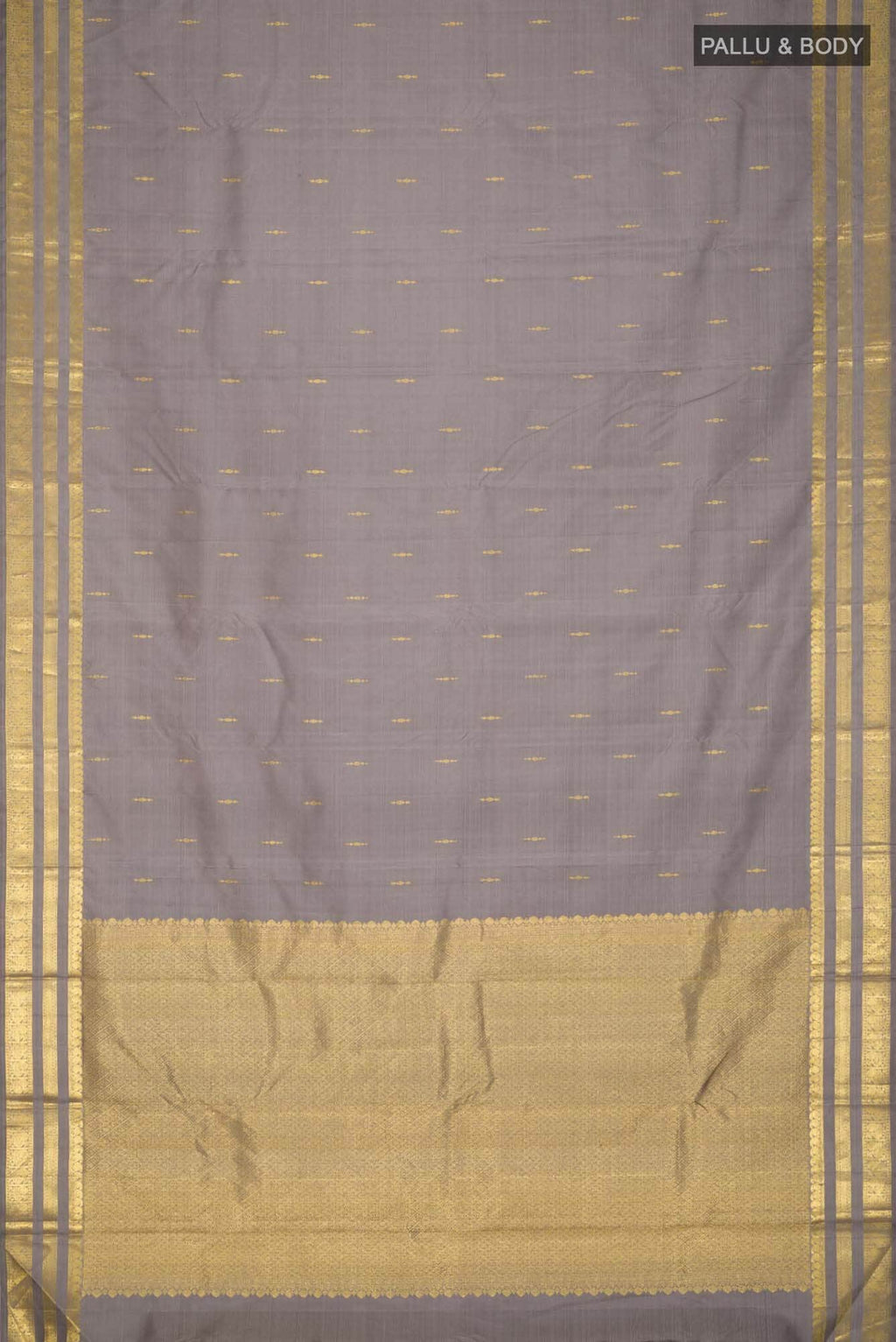 Pure Silk Pure Zari Grey Kanchipuram Saree