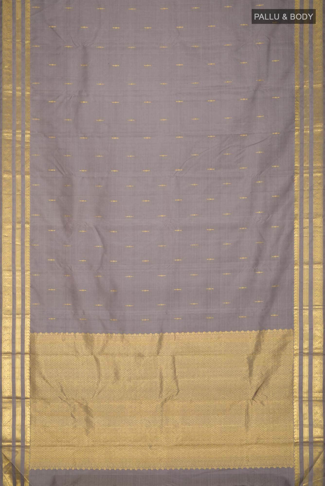 Pure Silk Pure Zari Grey Kanchipuram Saree