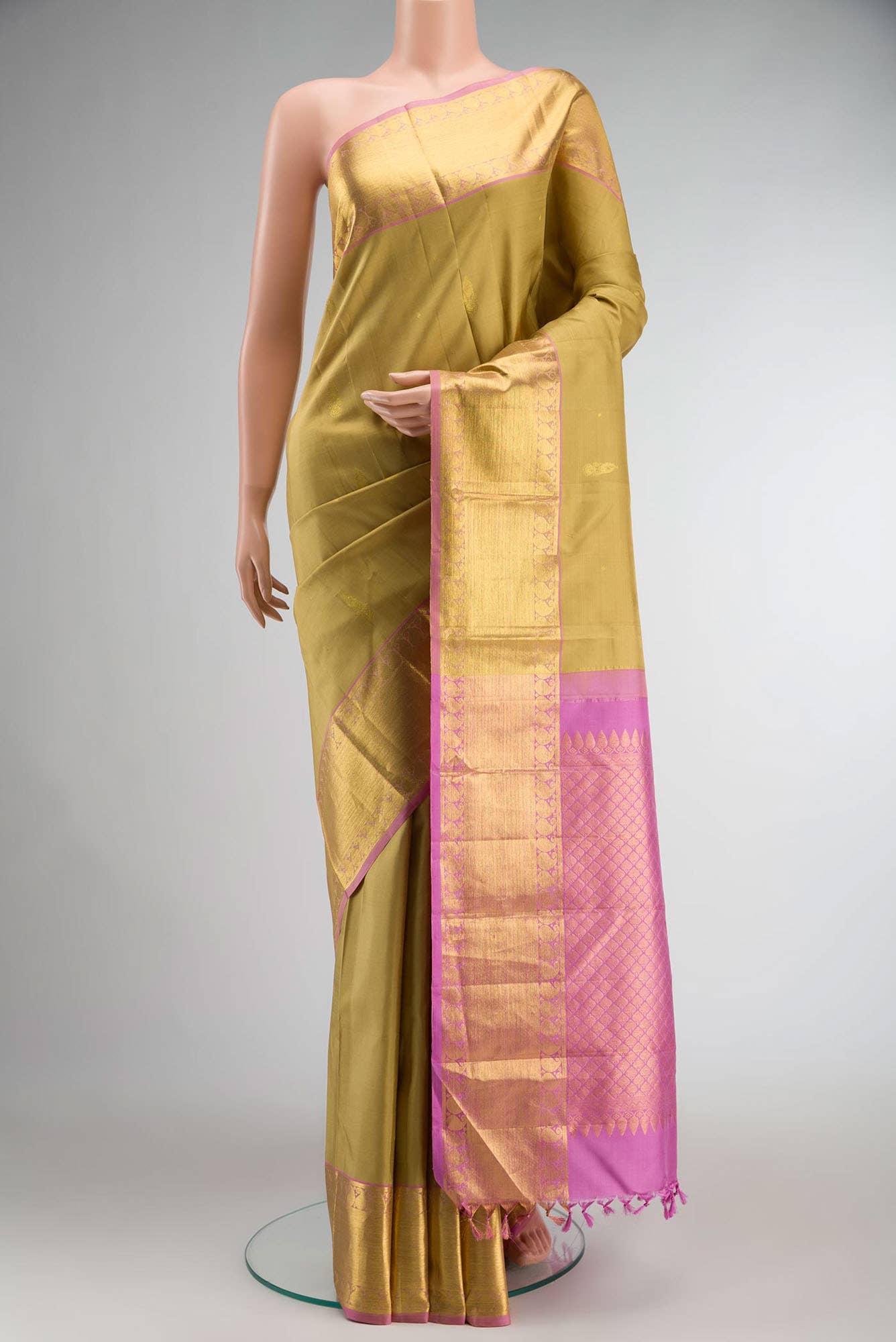 Dark Beige Kanchipuram Silk Saree