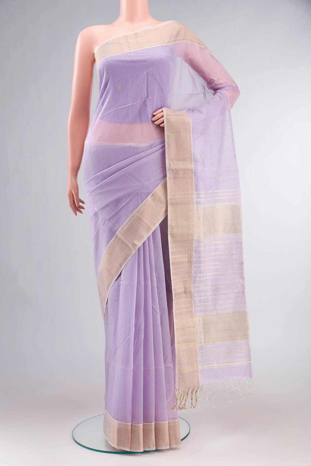 Lavender Maheshwari Silk Cotton Saree