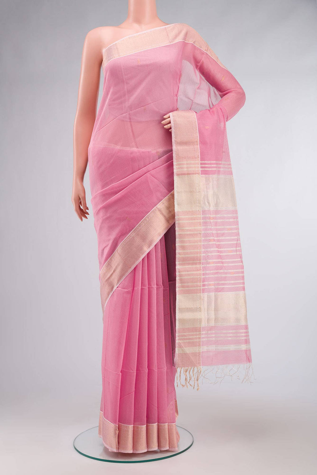 Pink Maheshwari Silk Cotton Saree
