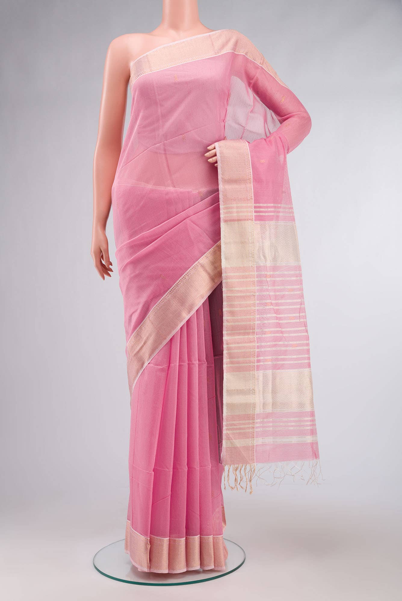 Pink Maheshwari Silk Cotton Saree