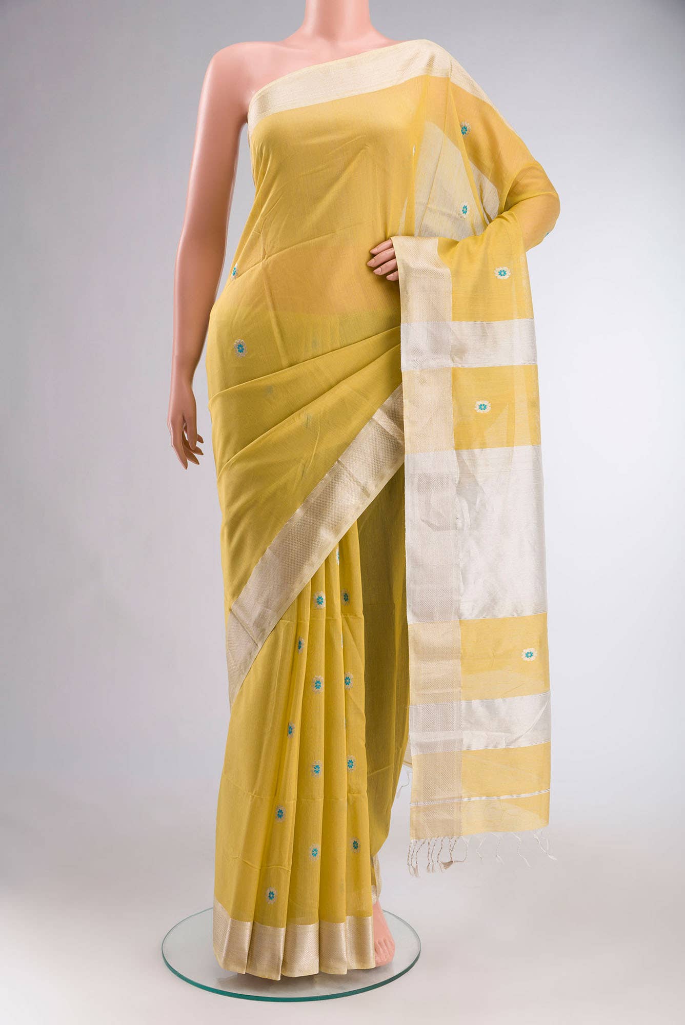 Mustard Maheshwari Silk Cotton Saree