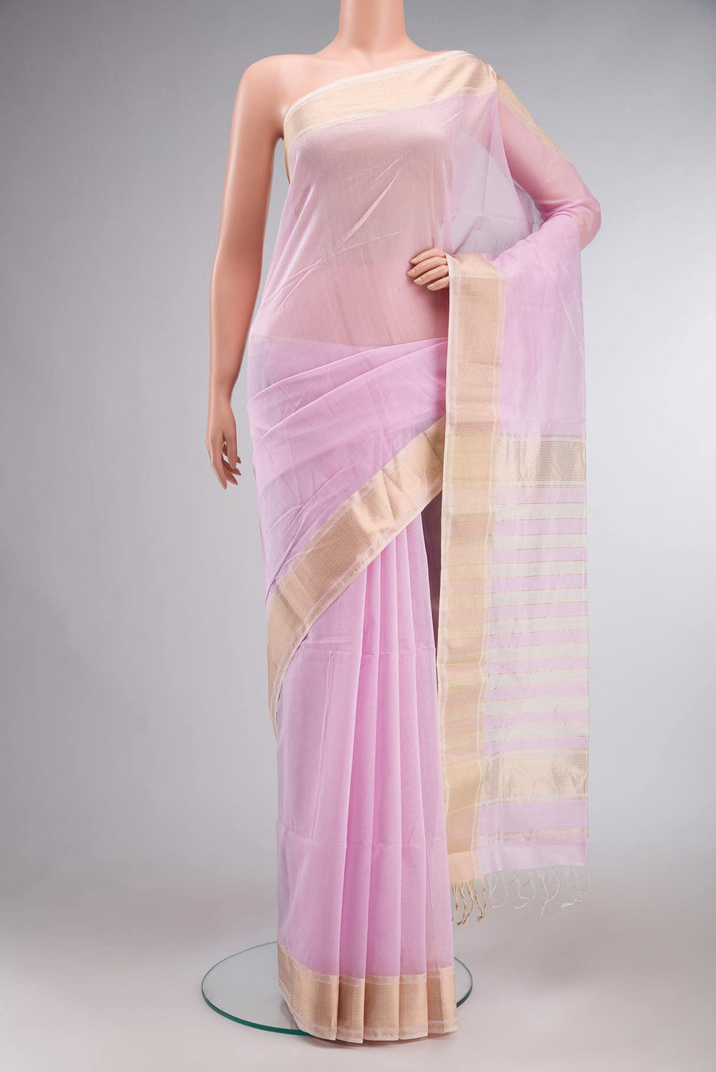 Pink Maheshwari Silk Cotton Saree