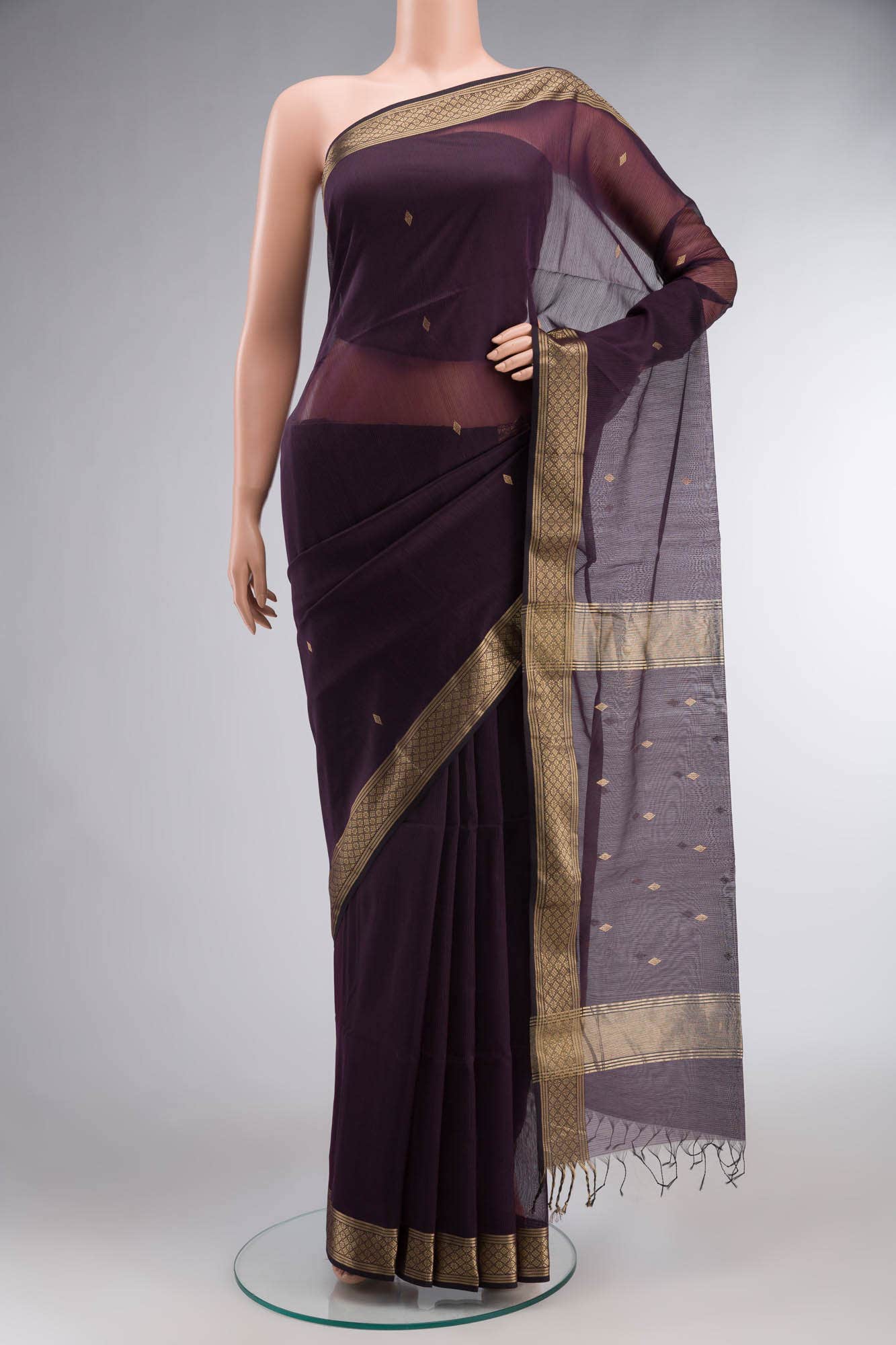 Purple Maheshwari Silk Saree