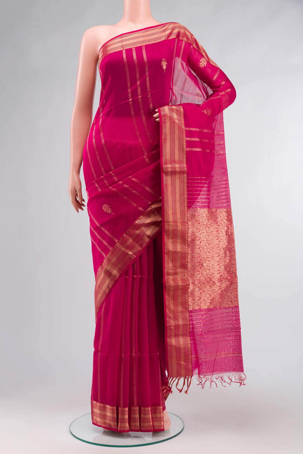 Pink Maheshwari Silk Cotton Saree