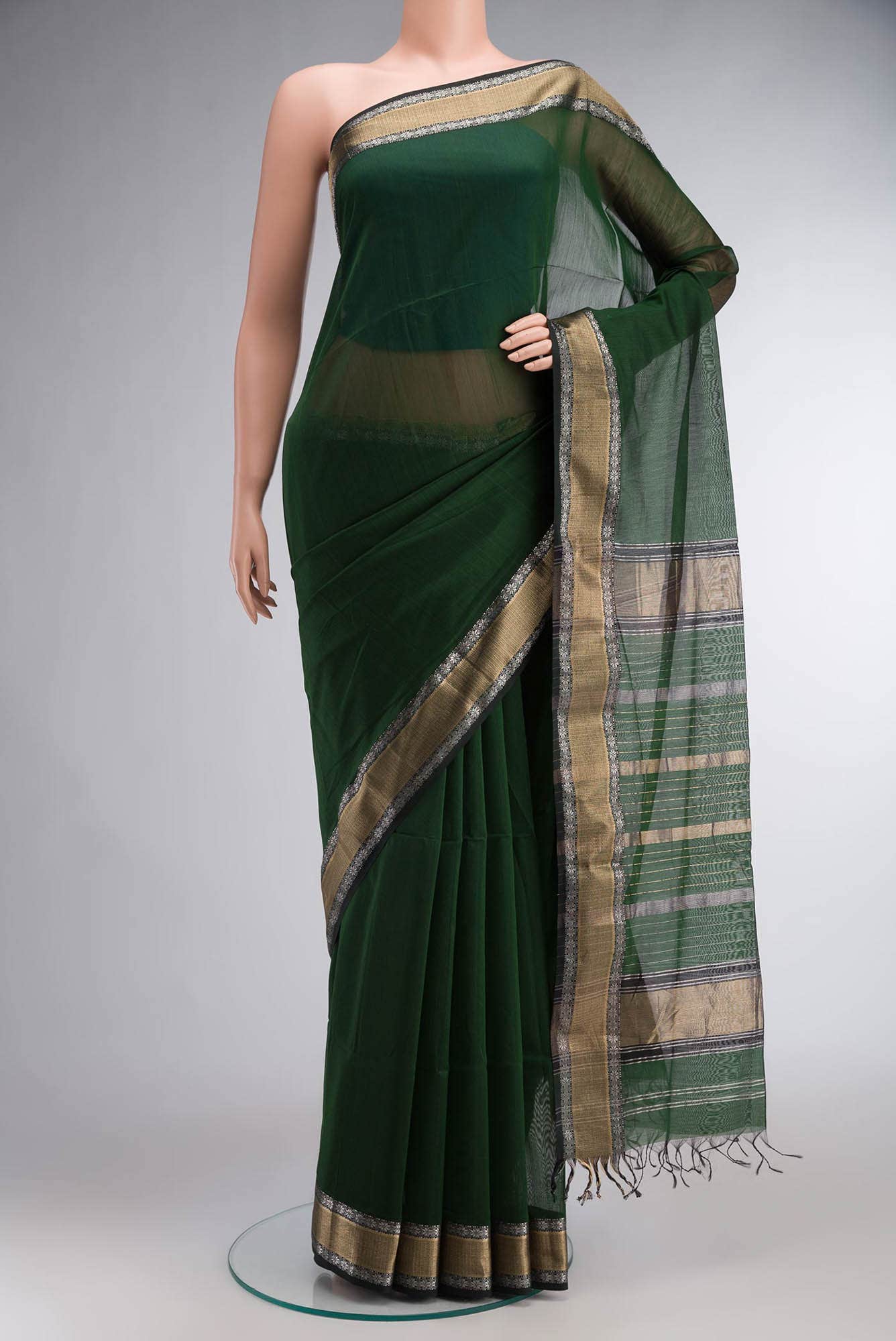 Green Maheshwari Silk Saree