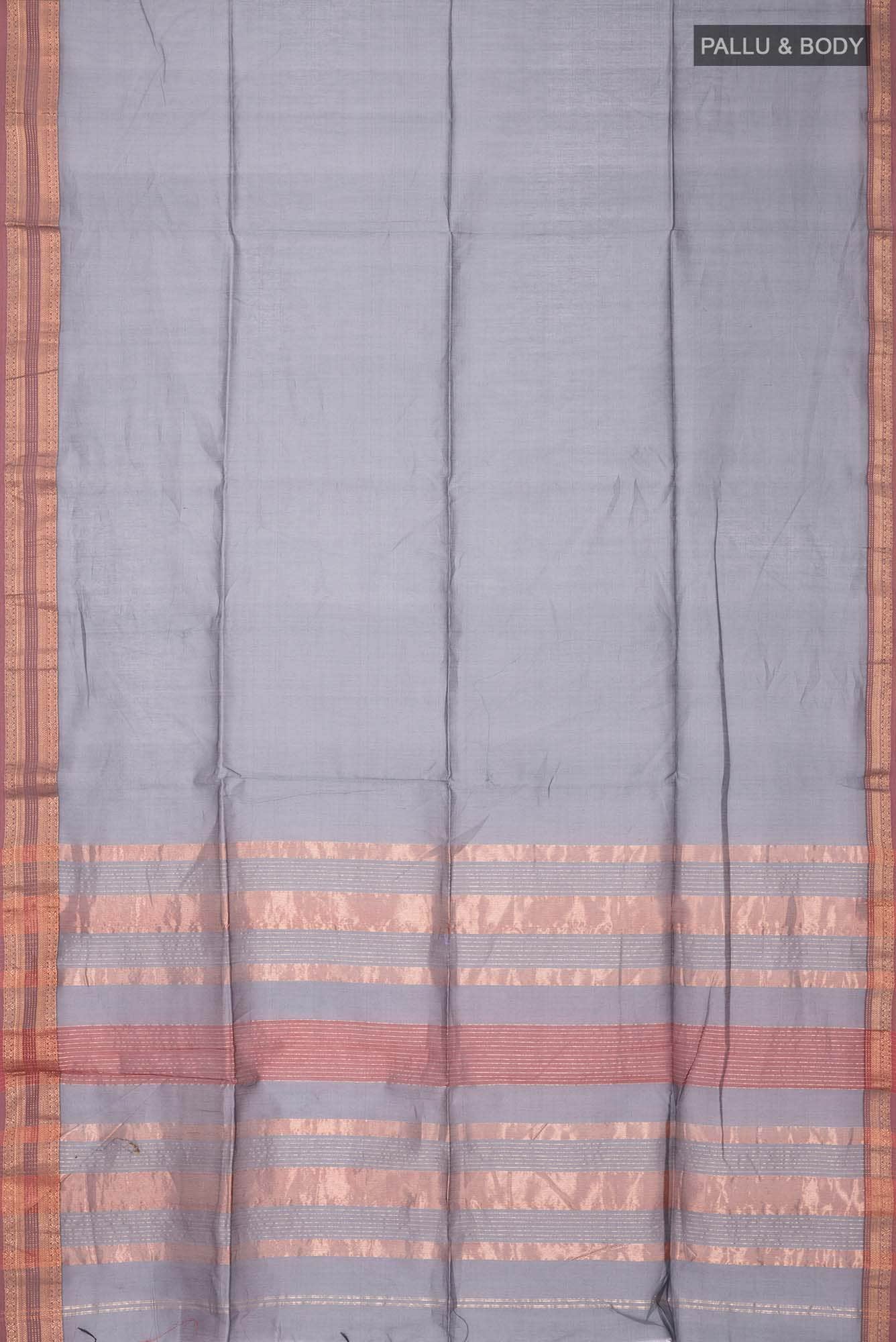 Grey Maheshwari Silk Cotton Saree