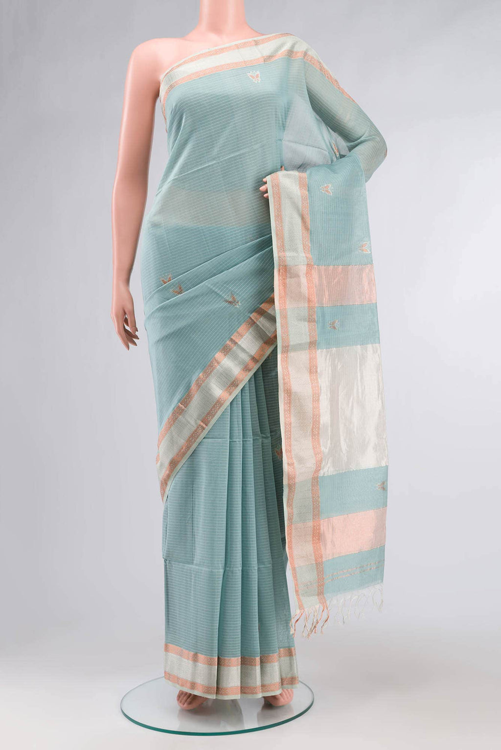 Blue Maheshwari Silk Cotton Saree