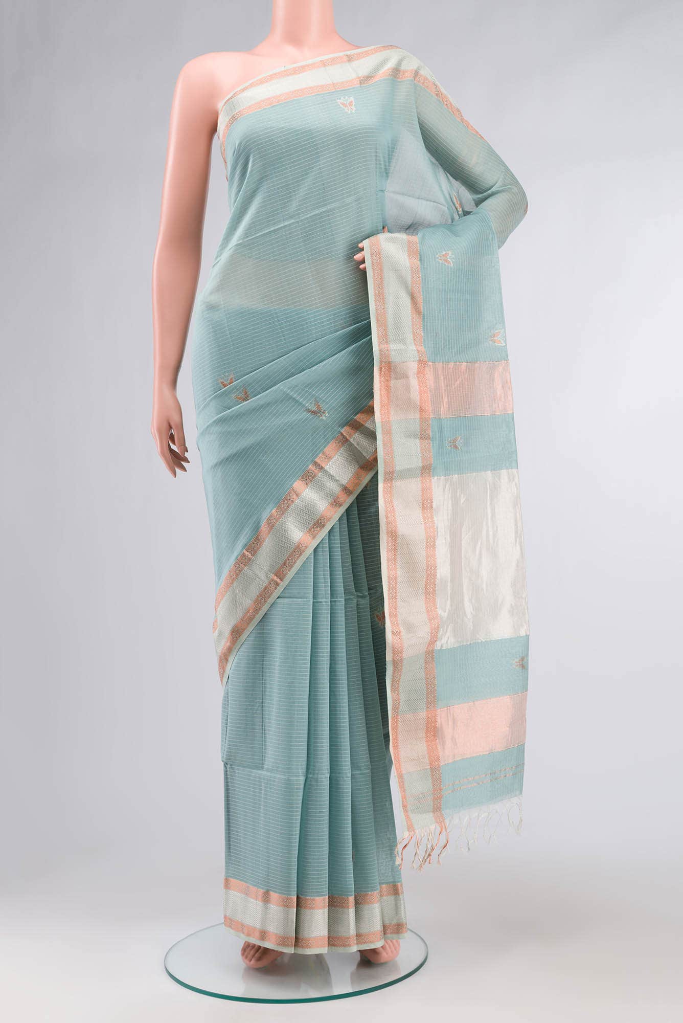 Blue Maheshwari Silk Cotton Saree