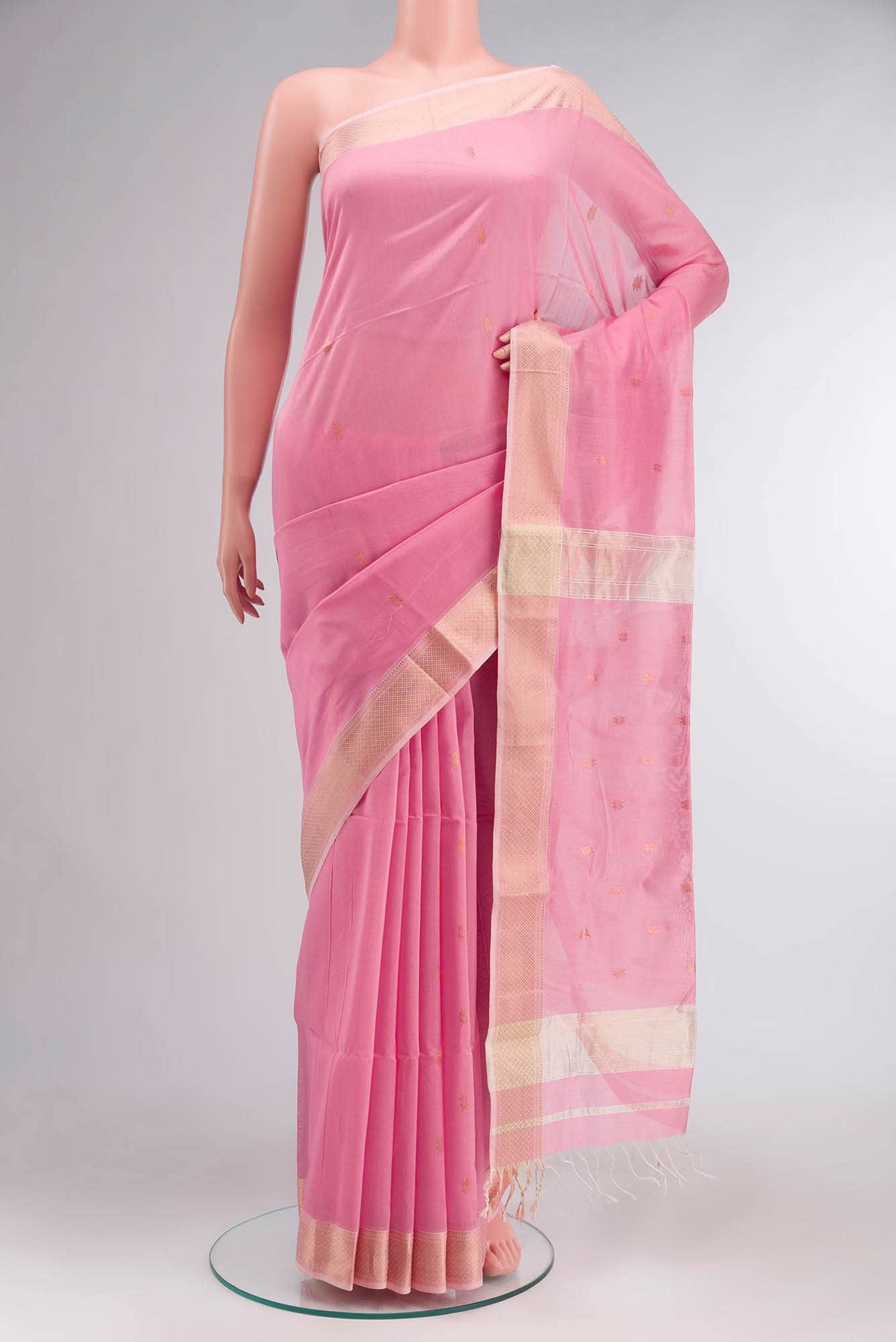 Pink Maheshwari Silk Cotton Saree