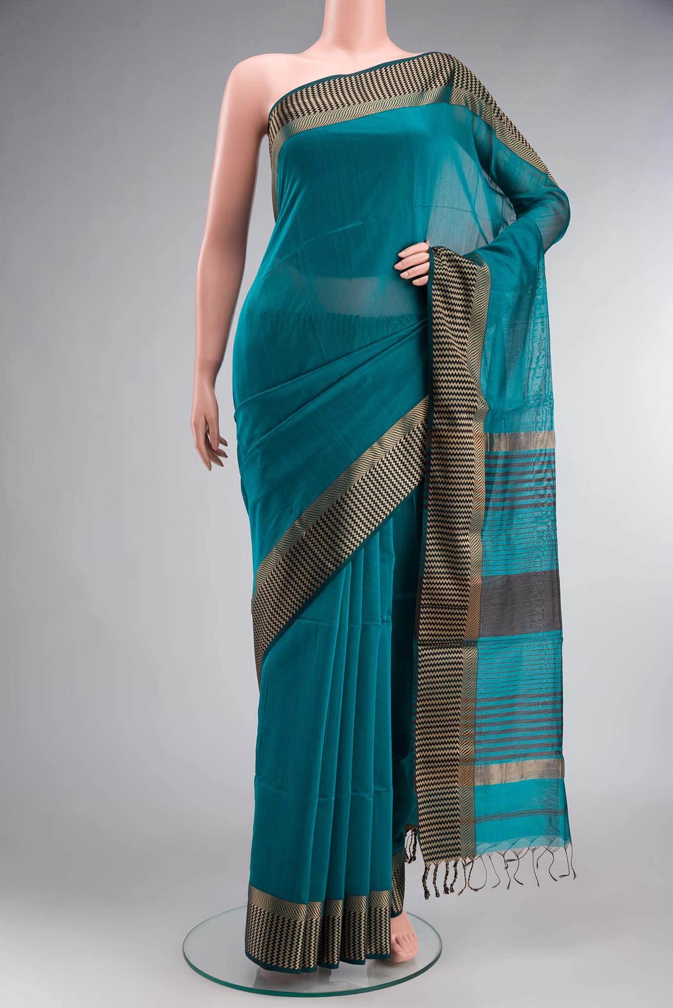 Blue Maheshwari Silk Saree