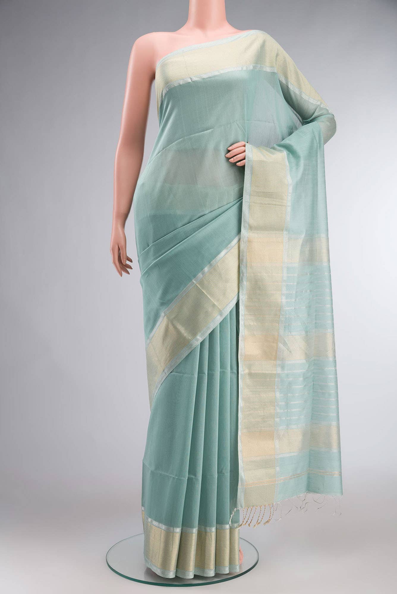 Light Green Maheshwari Silk Saree