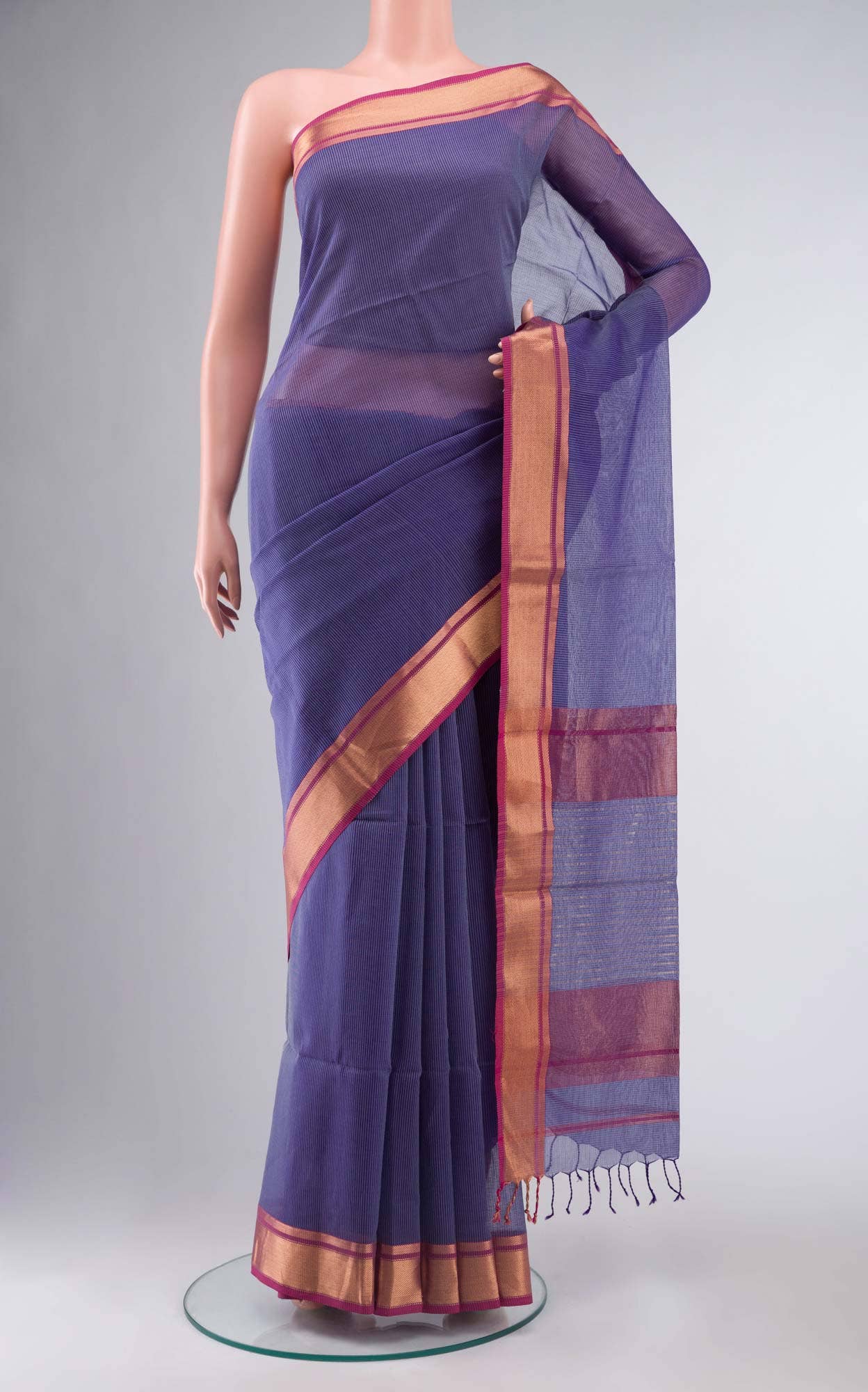 Blue Blended Maheshwari Silk Cotton Saree