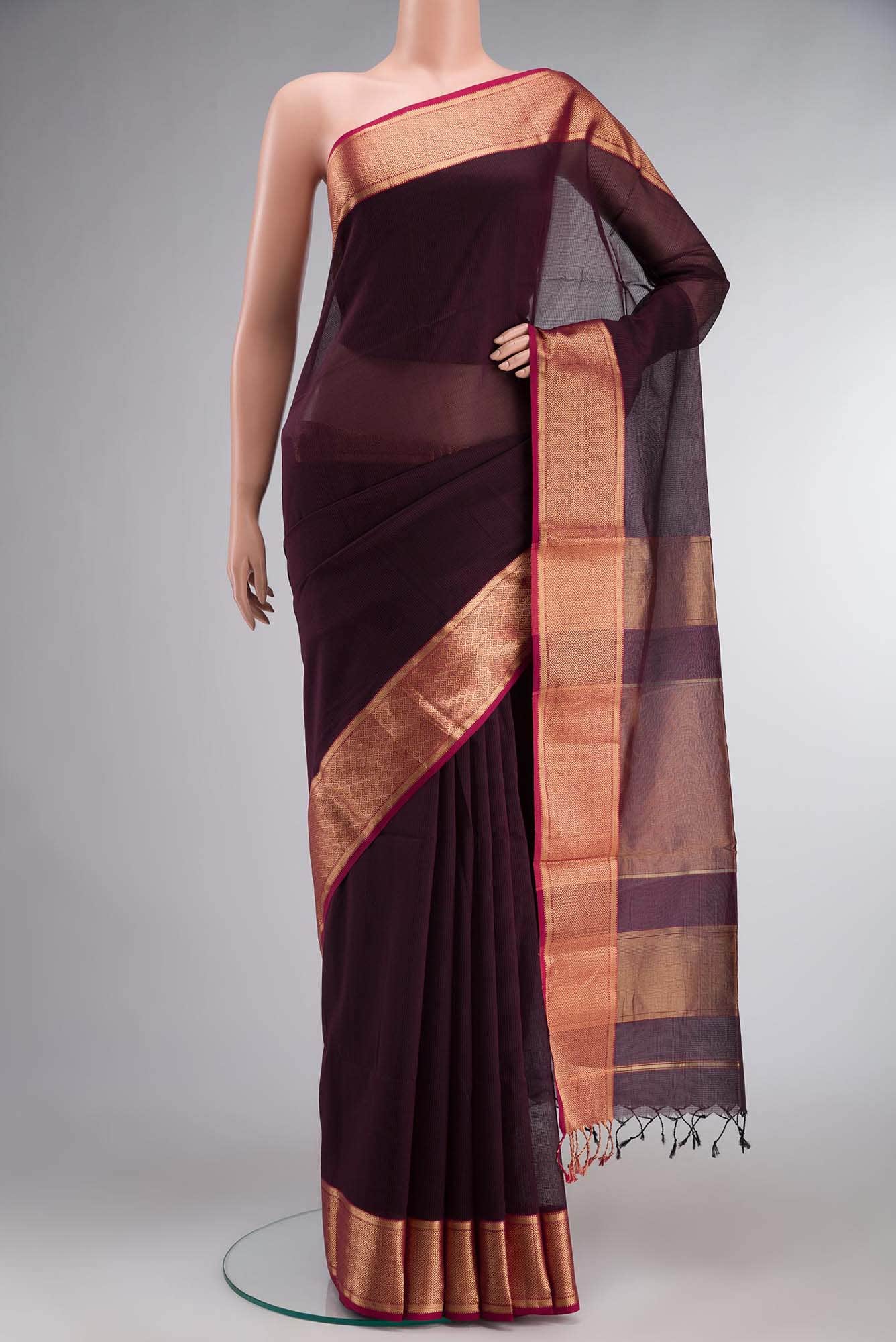 Black Maheshwari Silk Cotton Saree