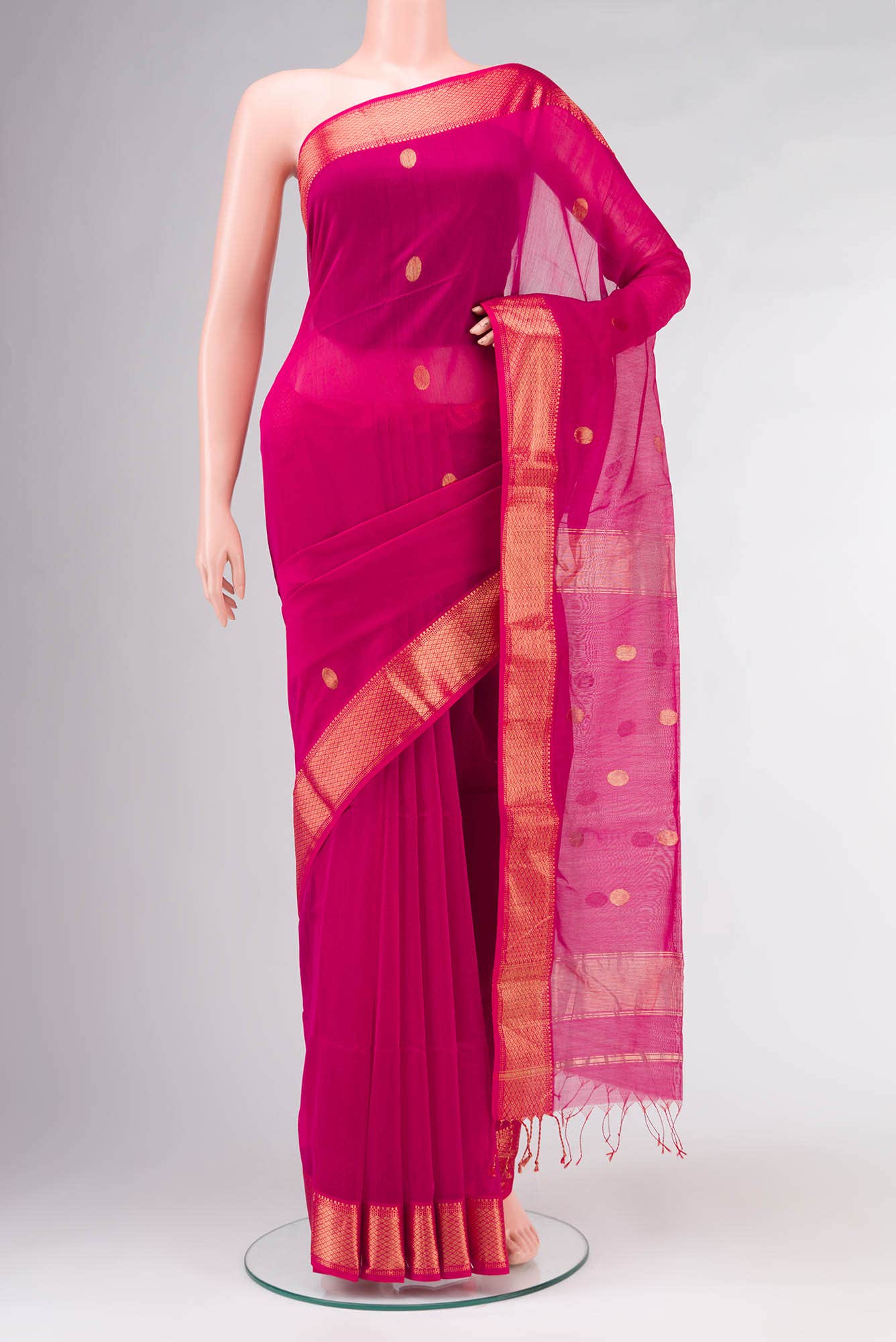 Pink Maheshwari Silk Cotton Saree