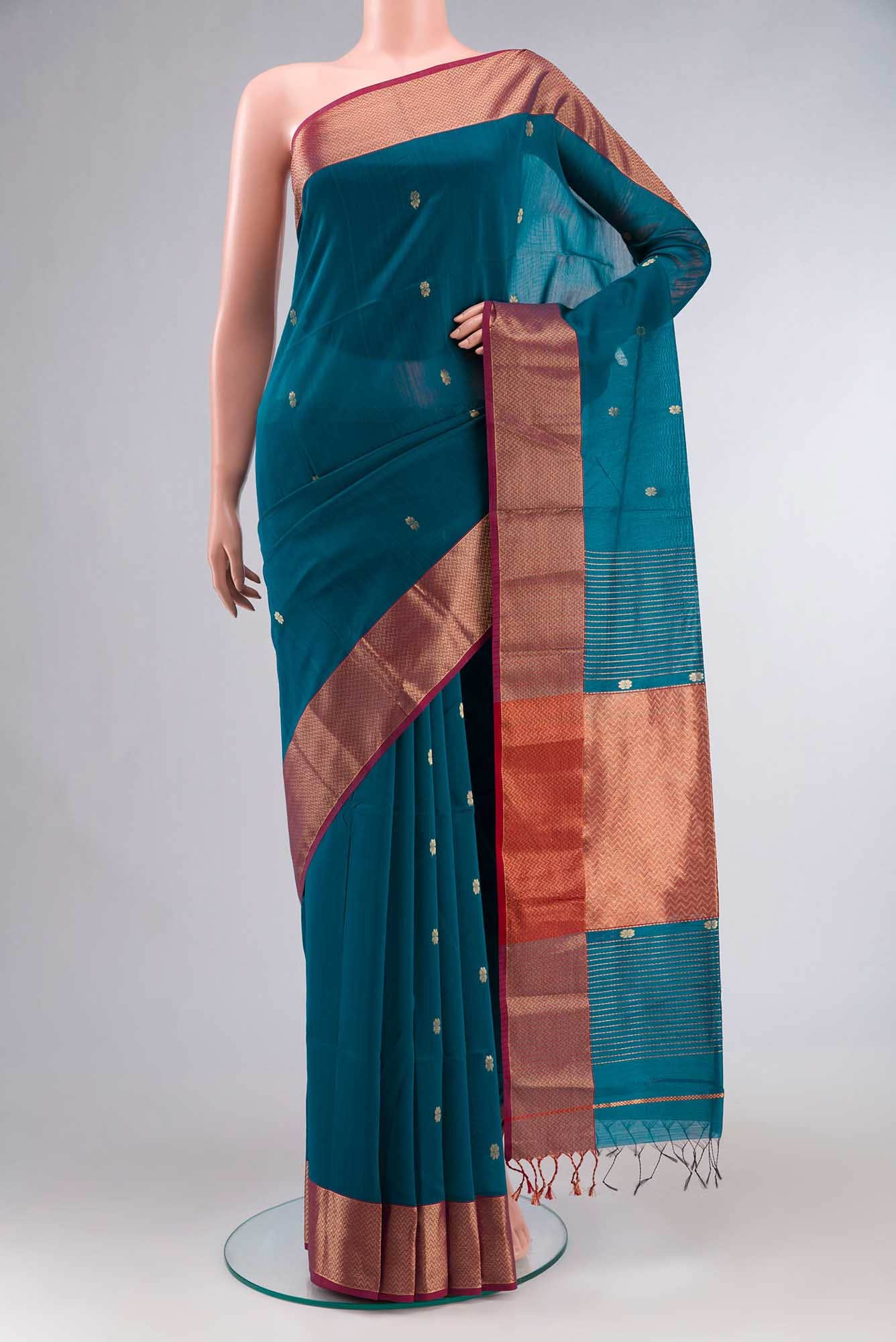 Blue Maheshwari Silk Cotton Saree