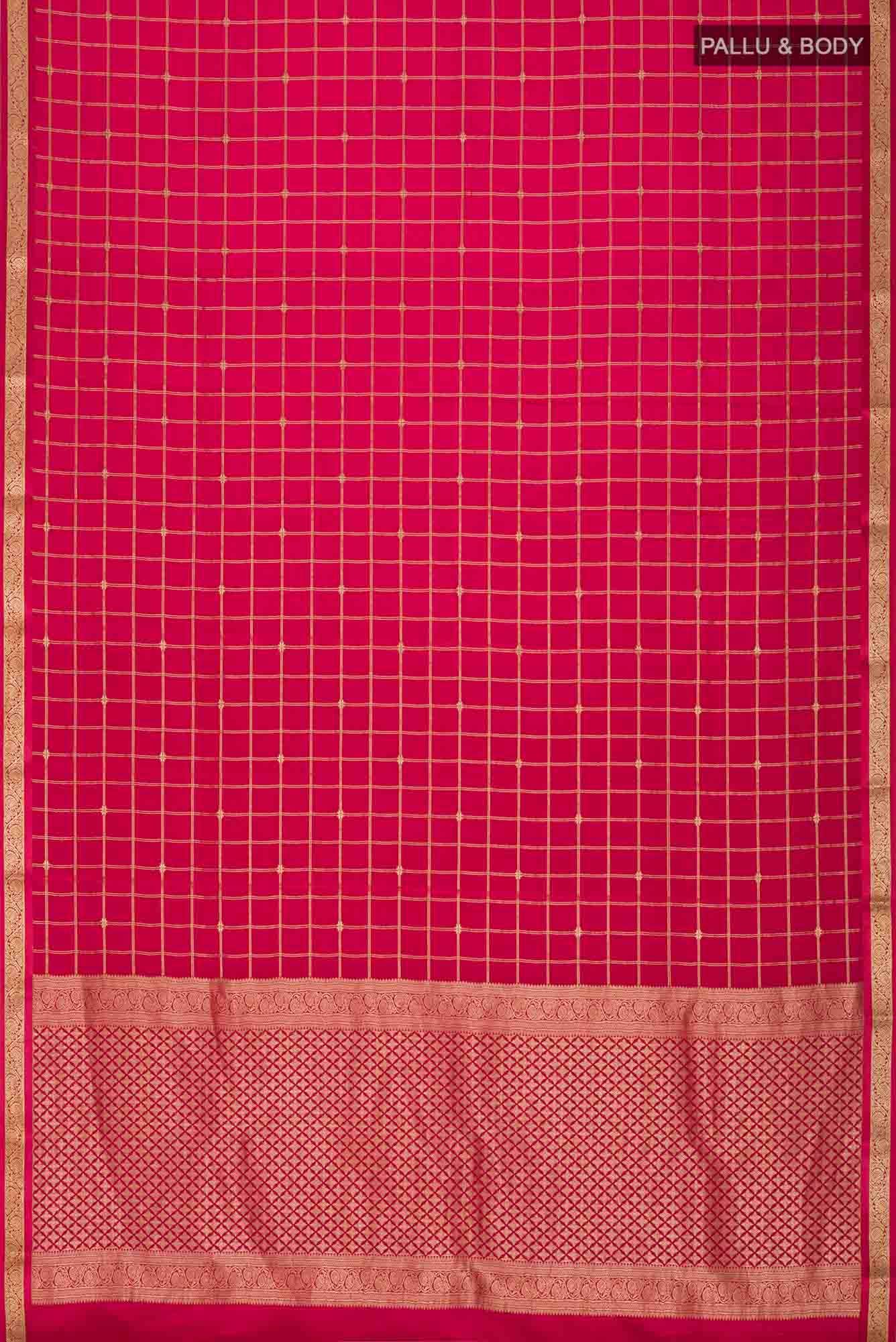 Red Mysore Crepe Saree