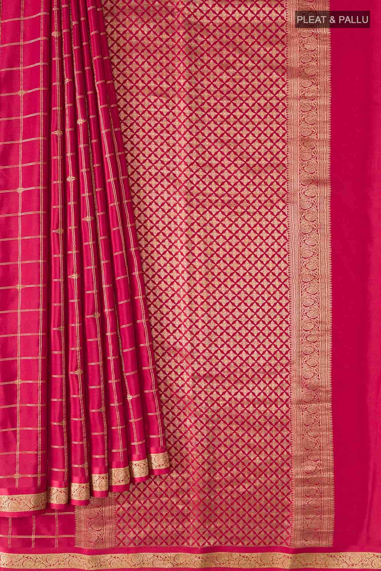 Red Mysore Crepe Saree