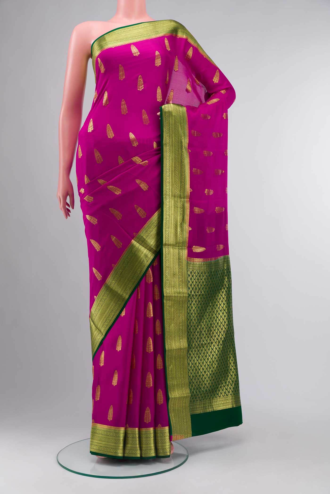 Pink Mysore Crepe Saree