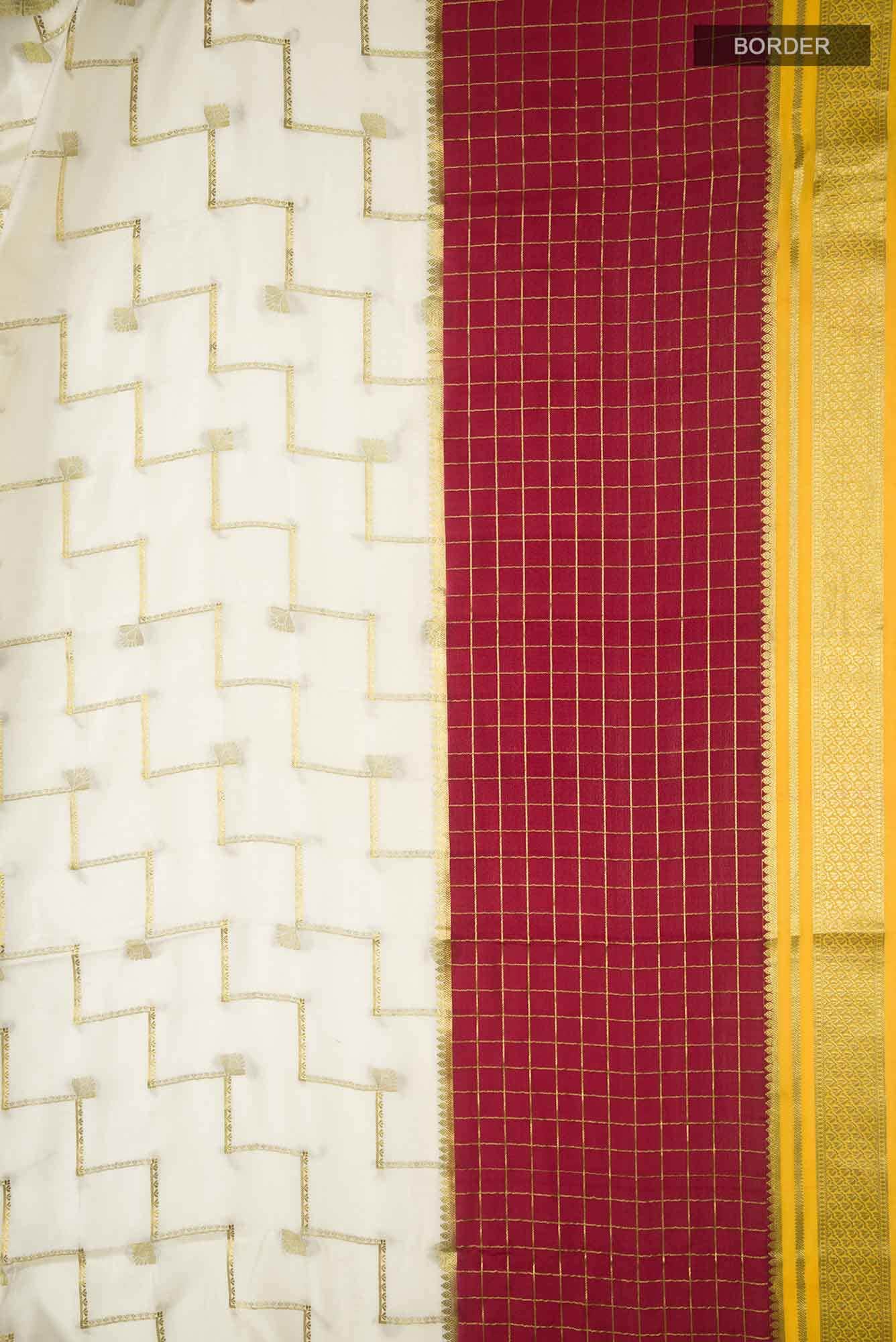 Off White Mysore Crepe Saree