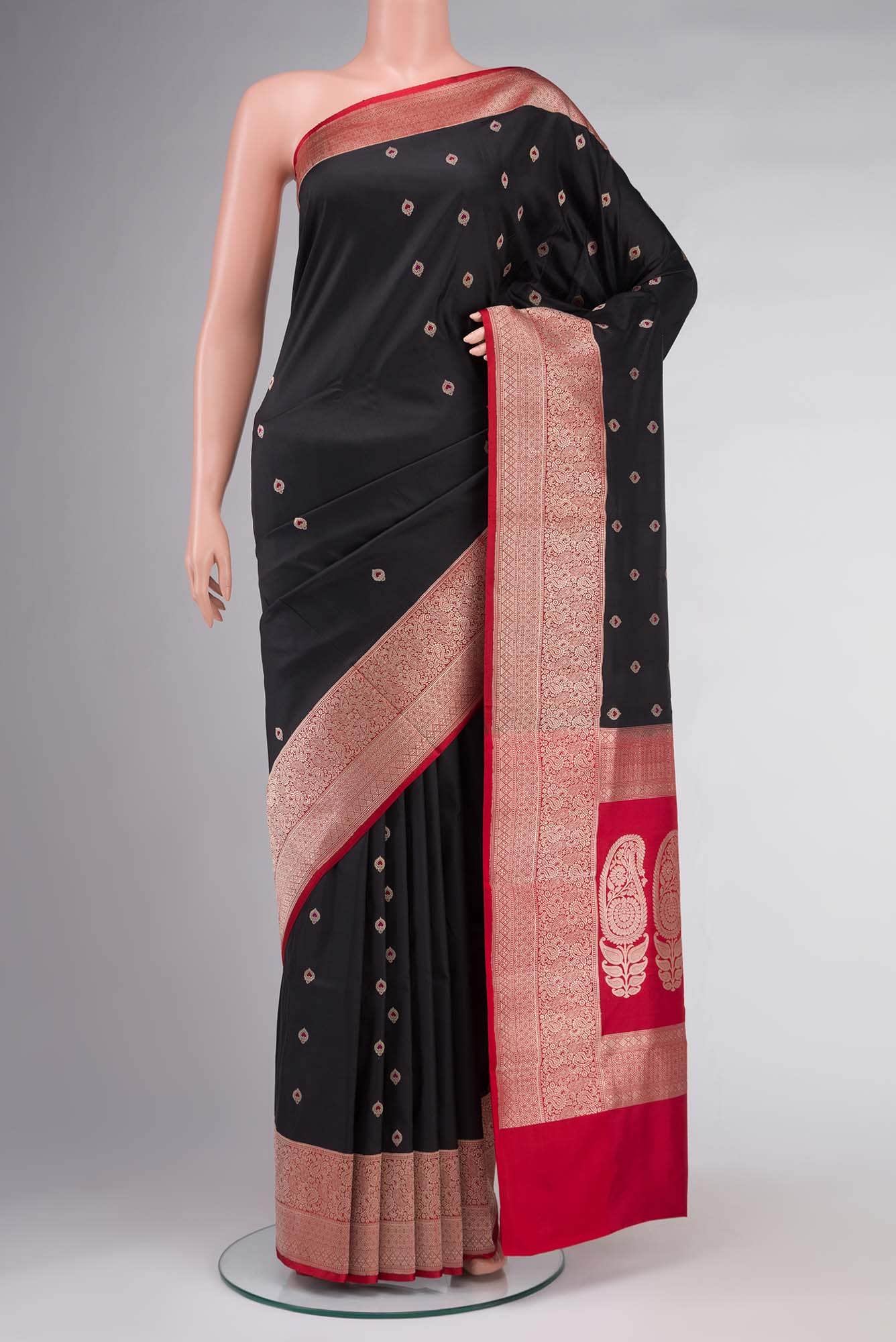 Black Banarasi Katan Silk Saree