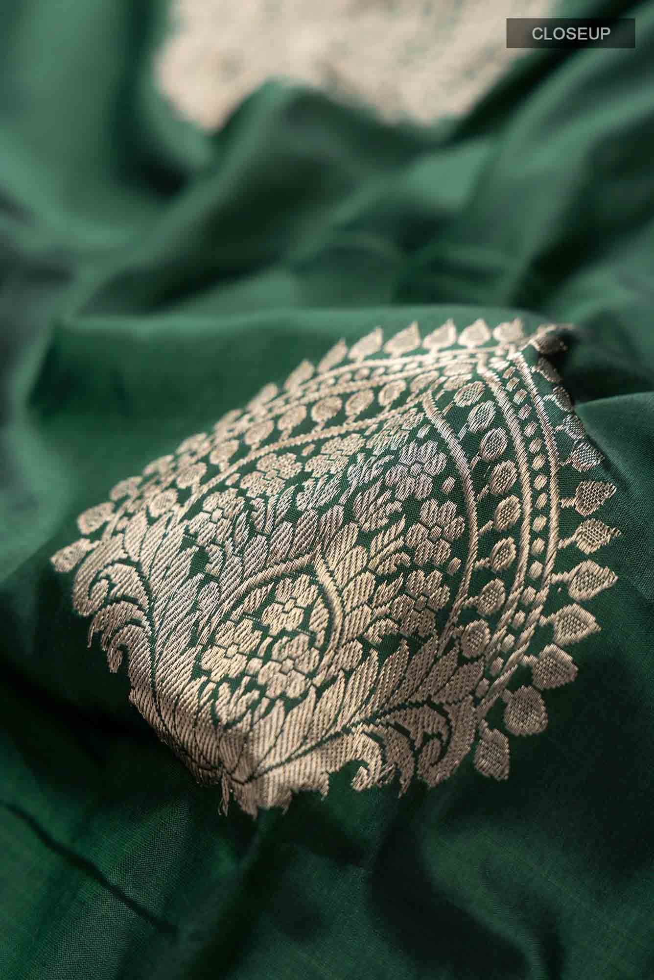 Green Banarasi Katan Silk Saree