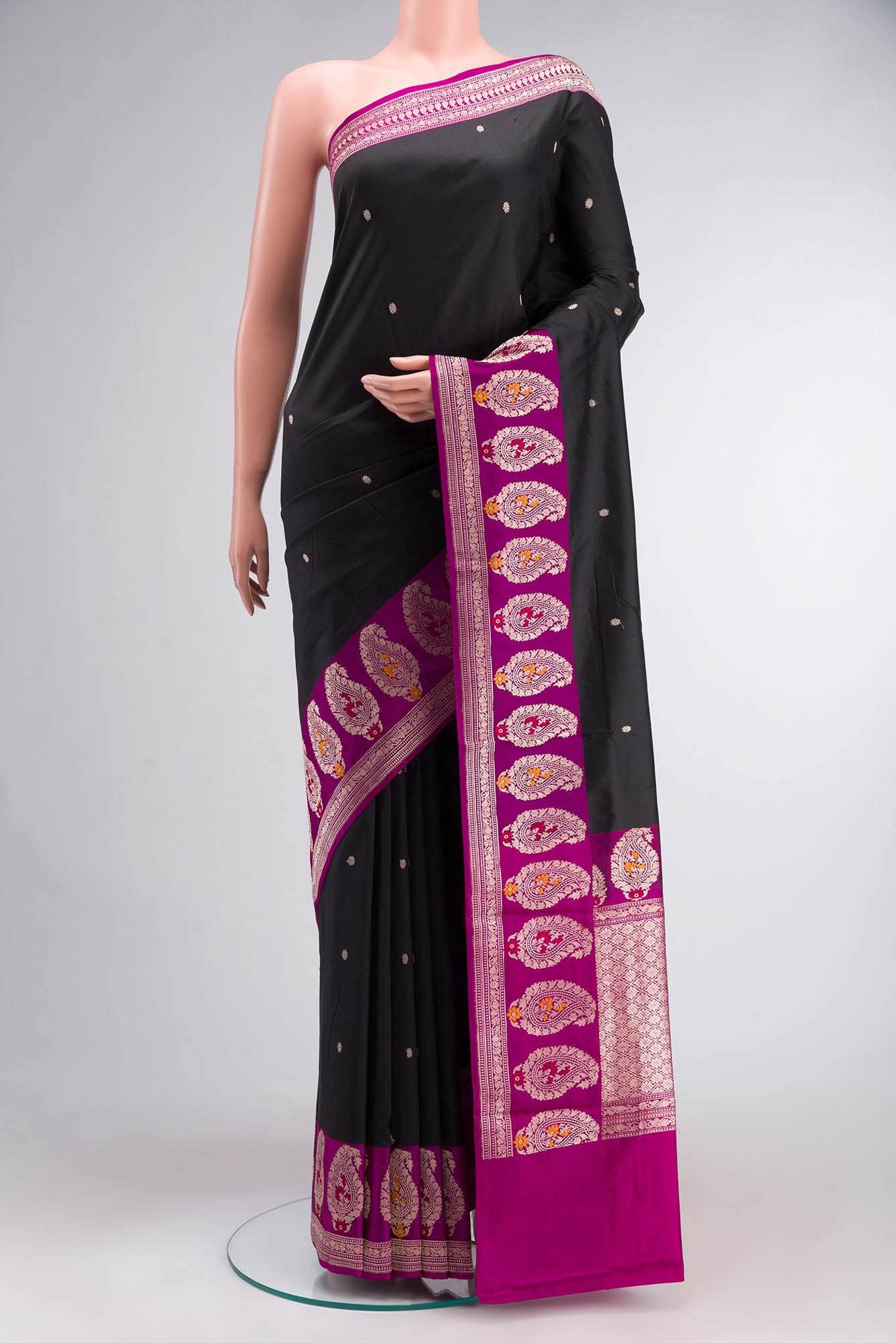 Black Banarasi Katan Silk Saree