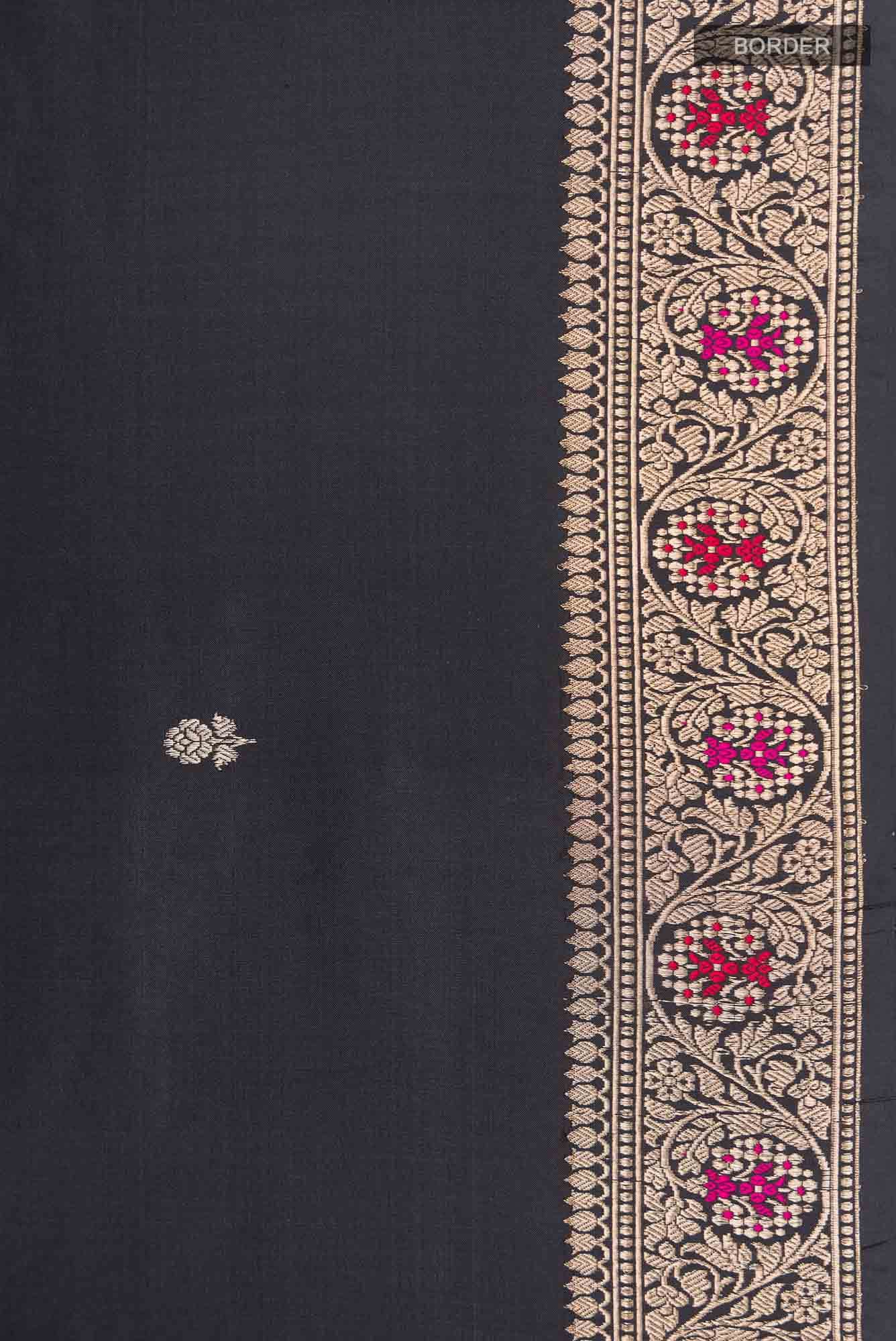 Black Banarasi Katan Silk Saree