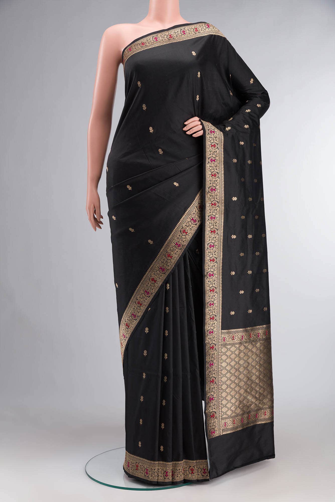 Black Banarasi Katan Silk Saree