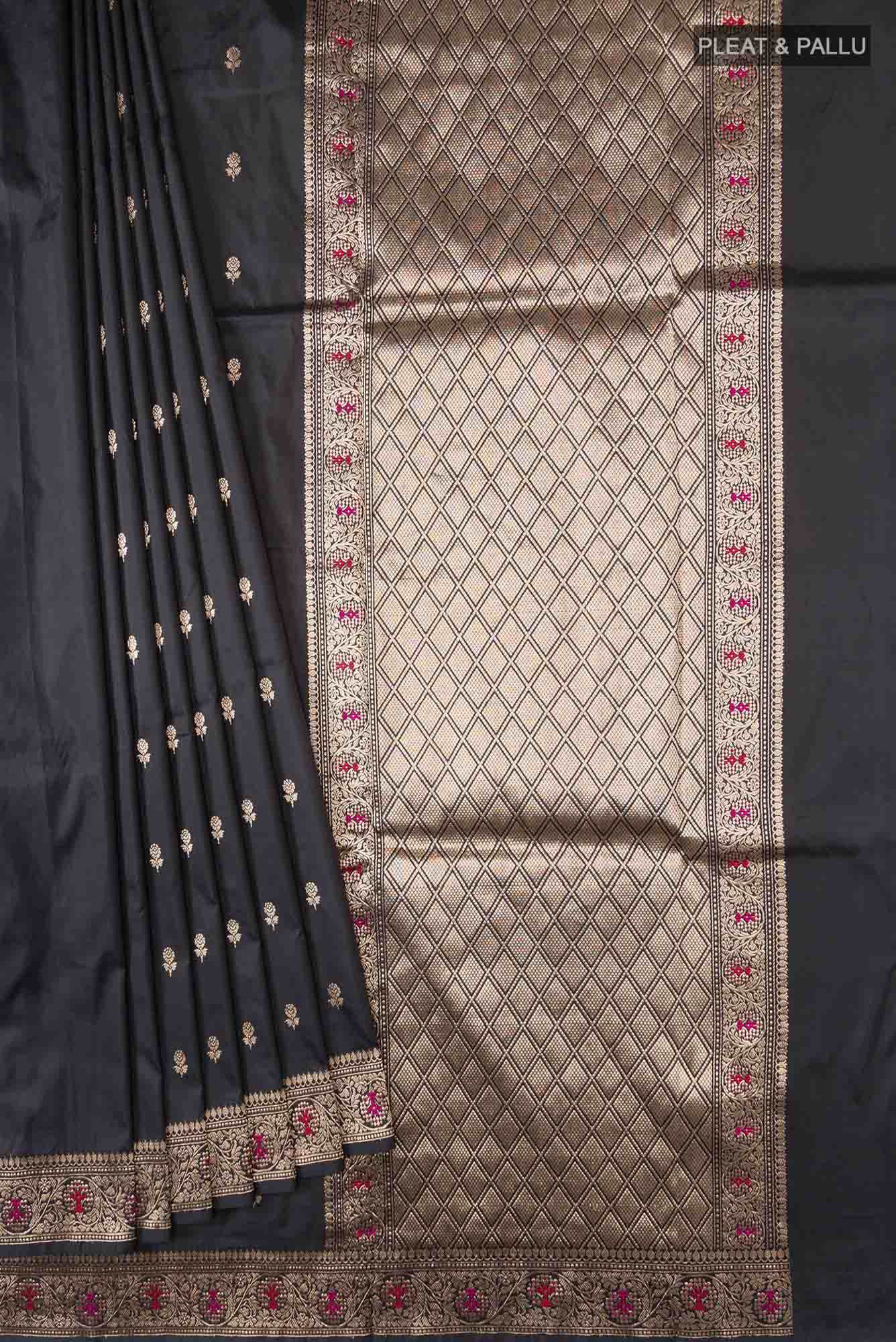 Black Banarasi Katan Silk Saree