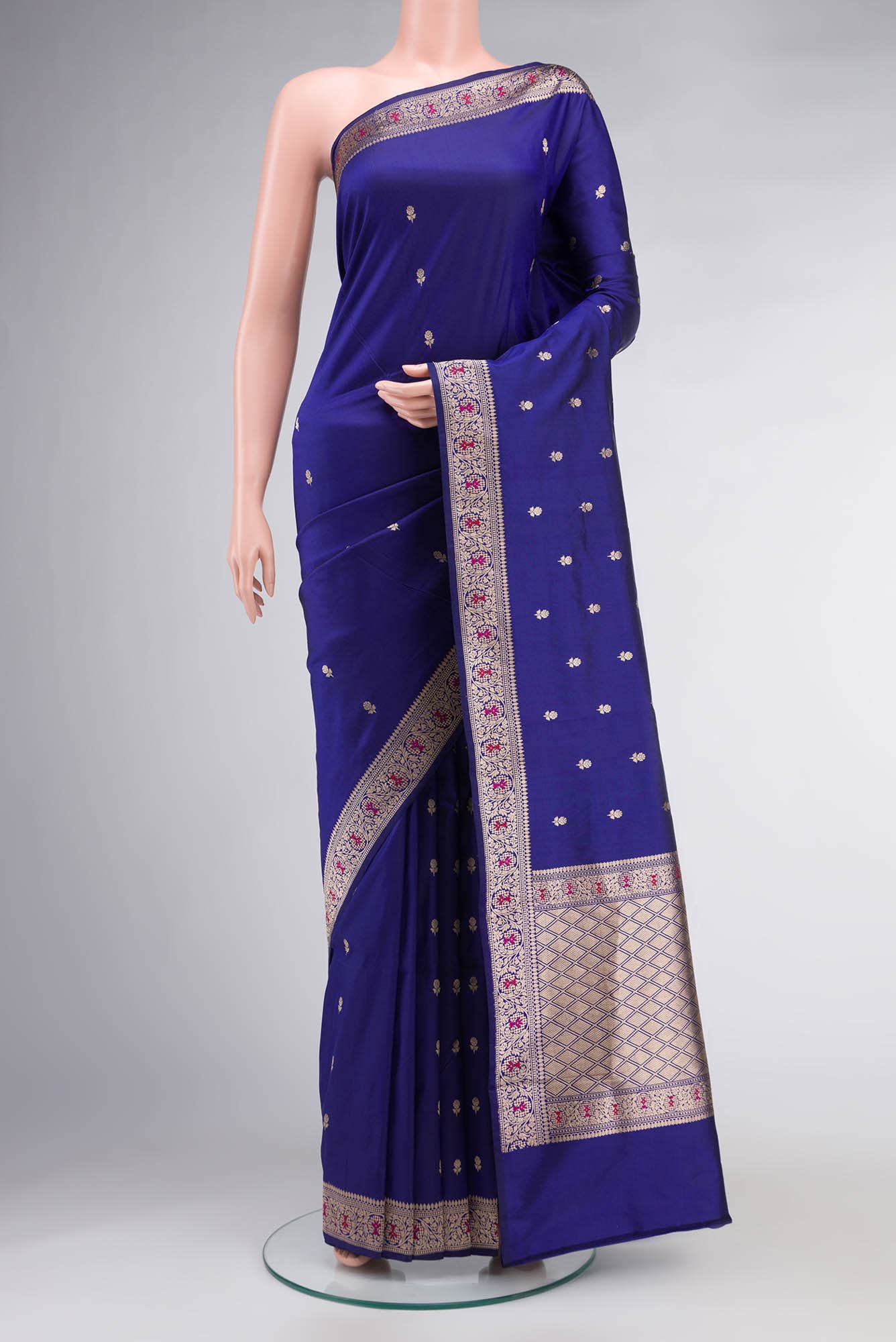 Navy Blue Banarasi Katan Silk Saree