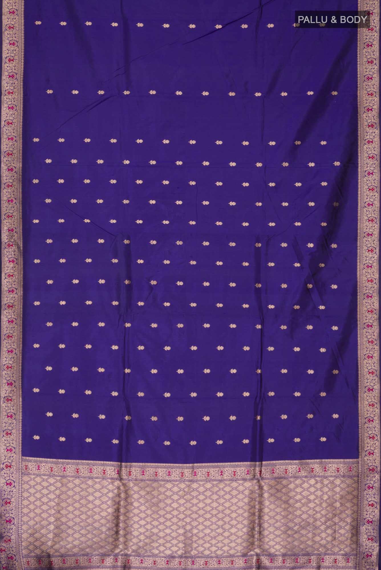 Navy Blue Banarasi Katan Silk Saree