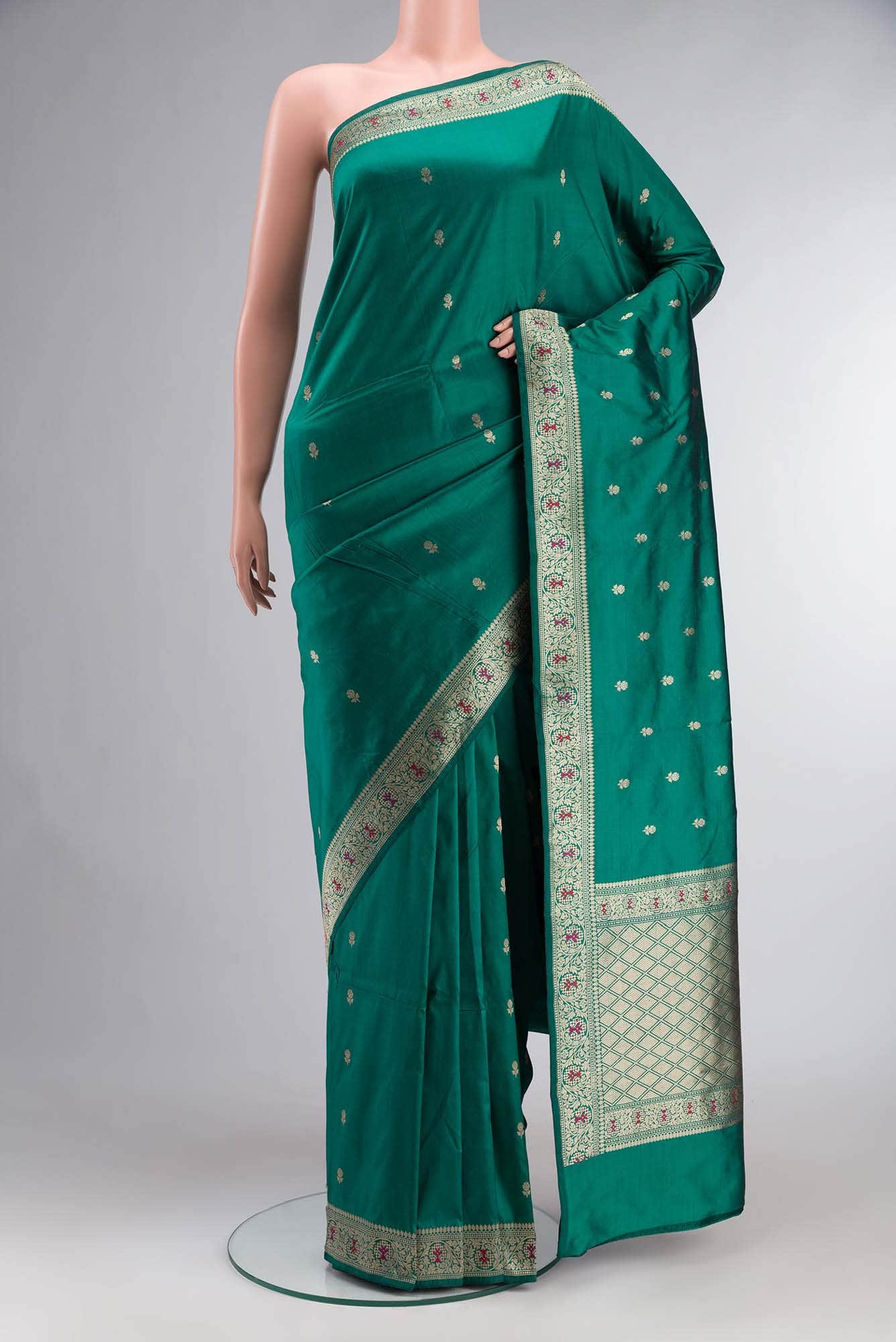 Green Banarasi Katan Silk Saree