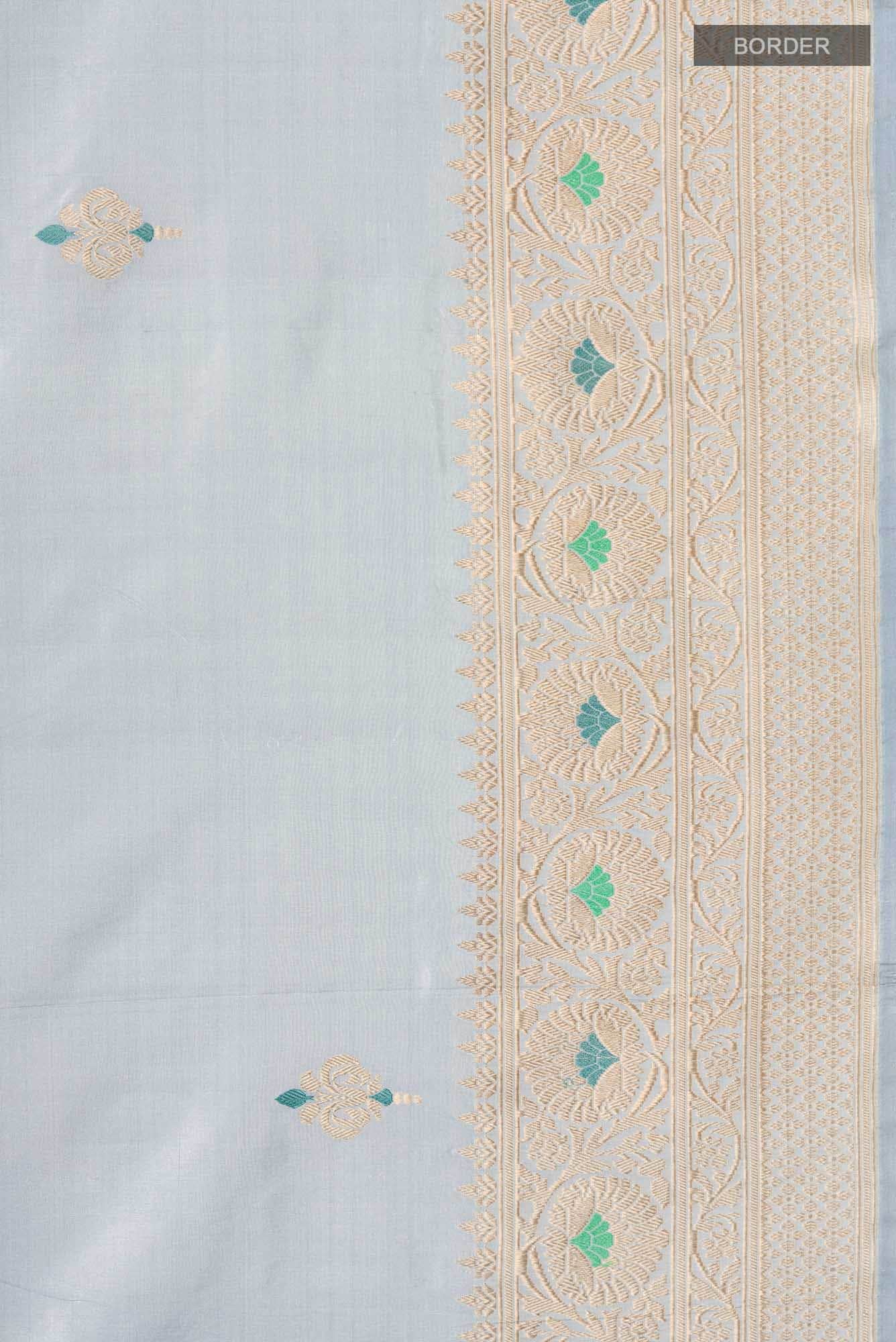 Blue Grey Banarasi Katan Silk Saree