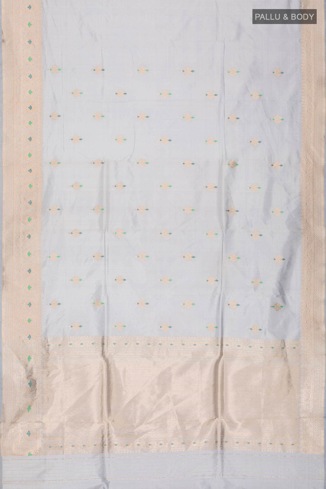 Blue Grey Banarasi Katan Silk Saree