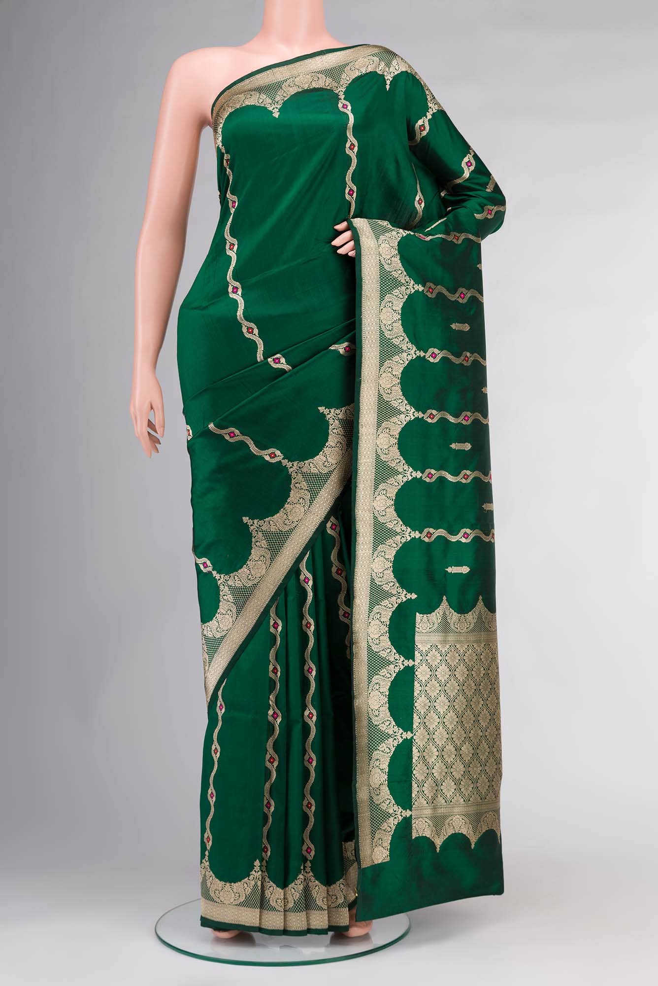 Green Banarasi Katan Silk Saree