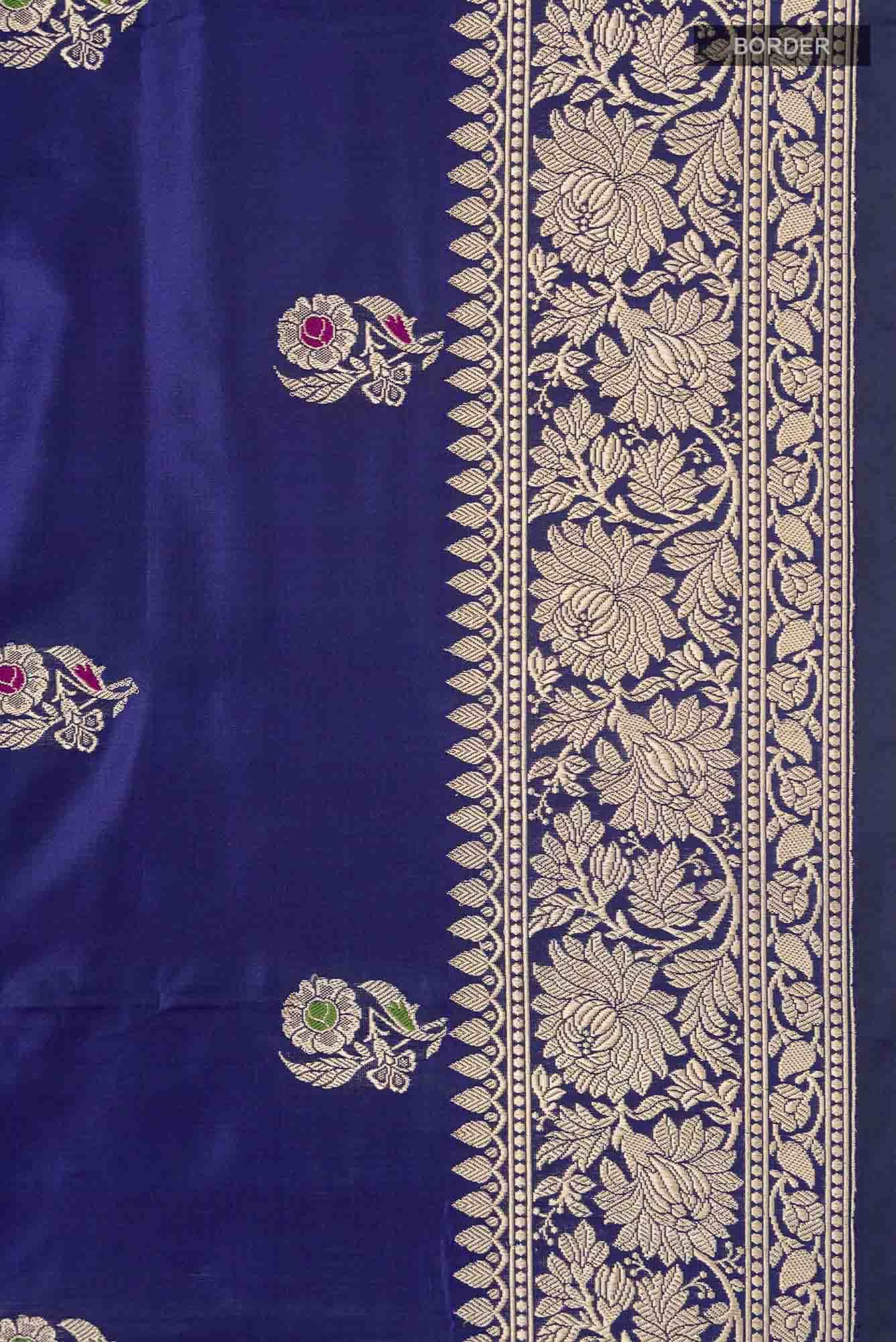 Blue Banarasi Katan Silk Saree
