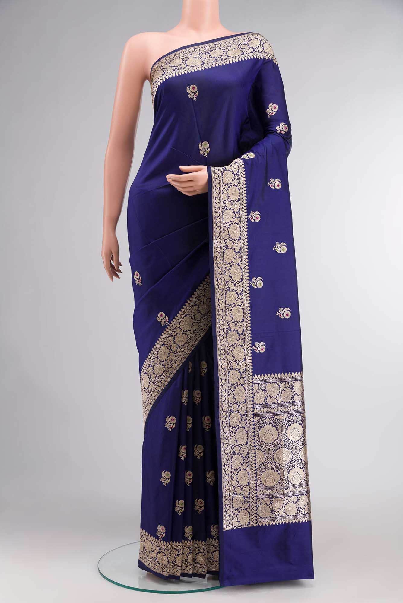 Blue Banarasi Katan Silk Saree