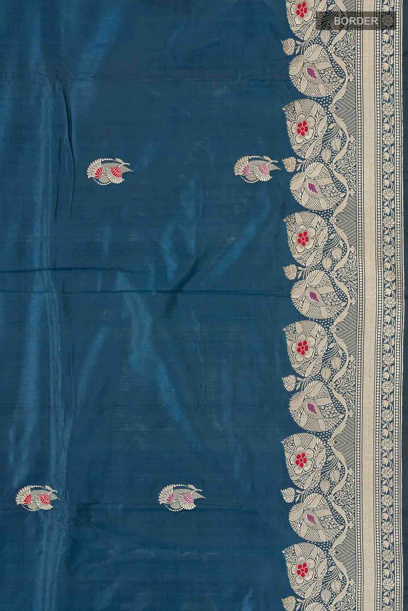 Blue Banarasi Katan Silk Saree