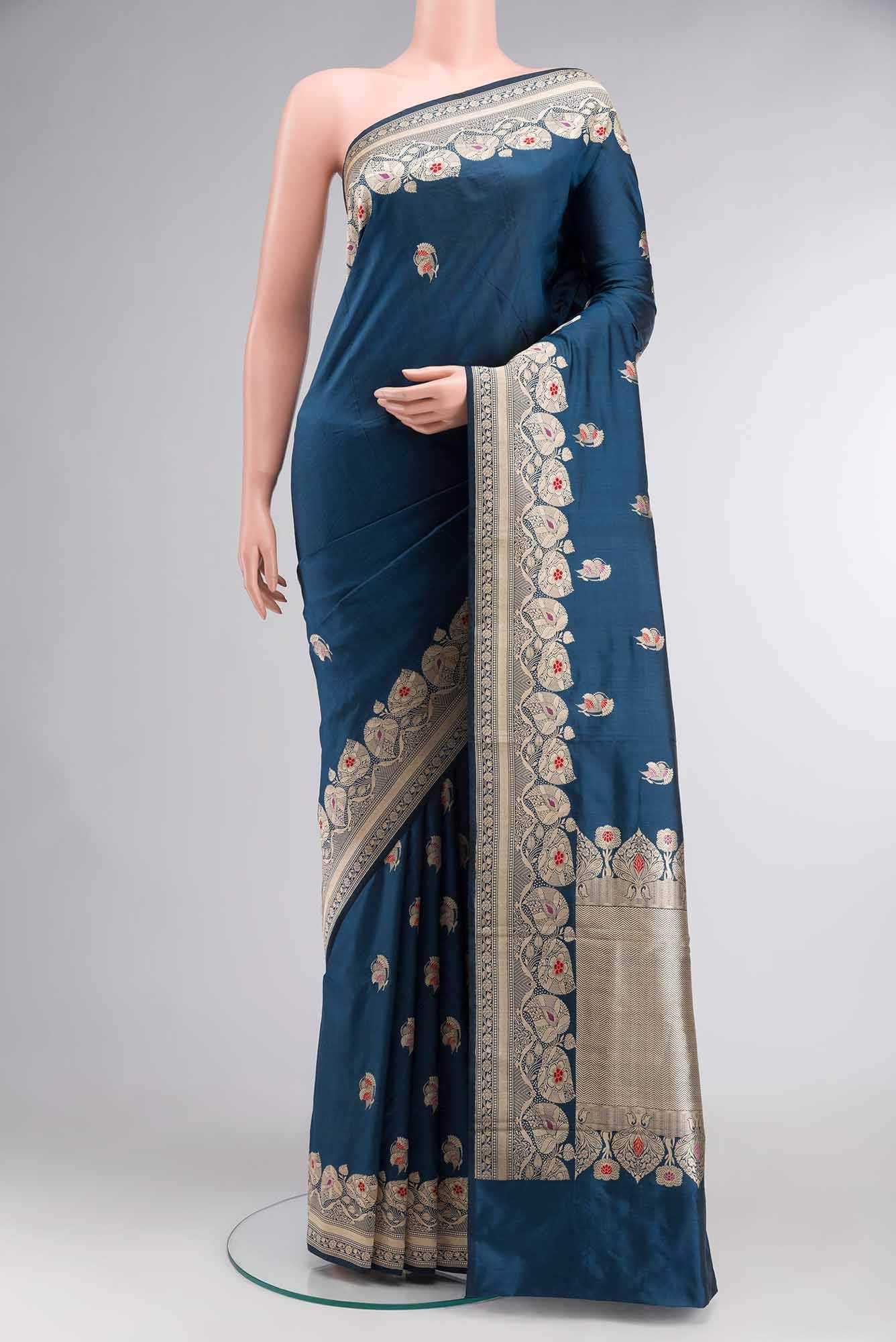 Blue Banarasi Katan Silk Saree