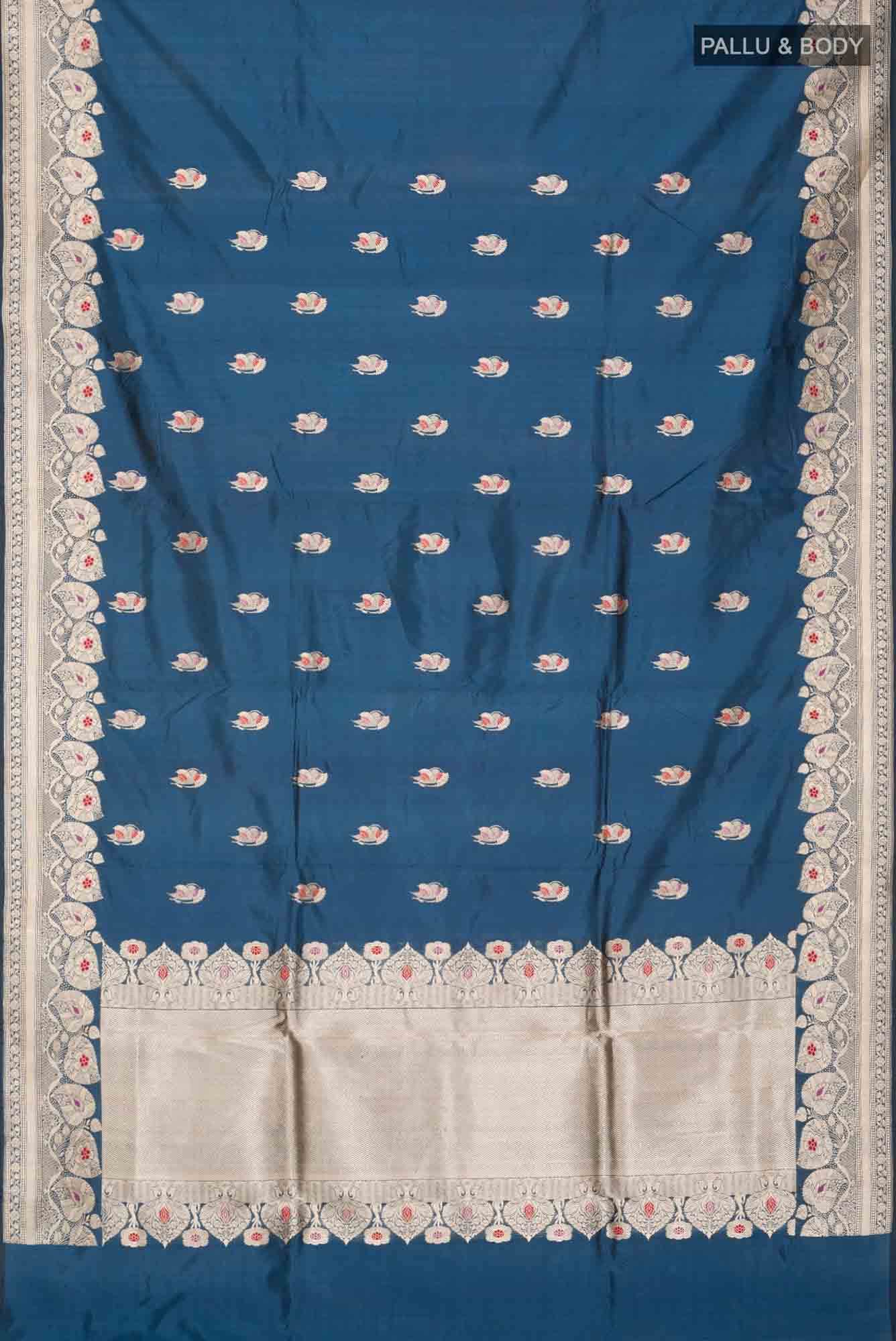 Blue Banarasi Katan Silk Saree