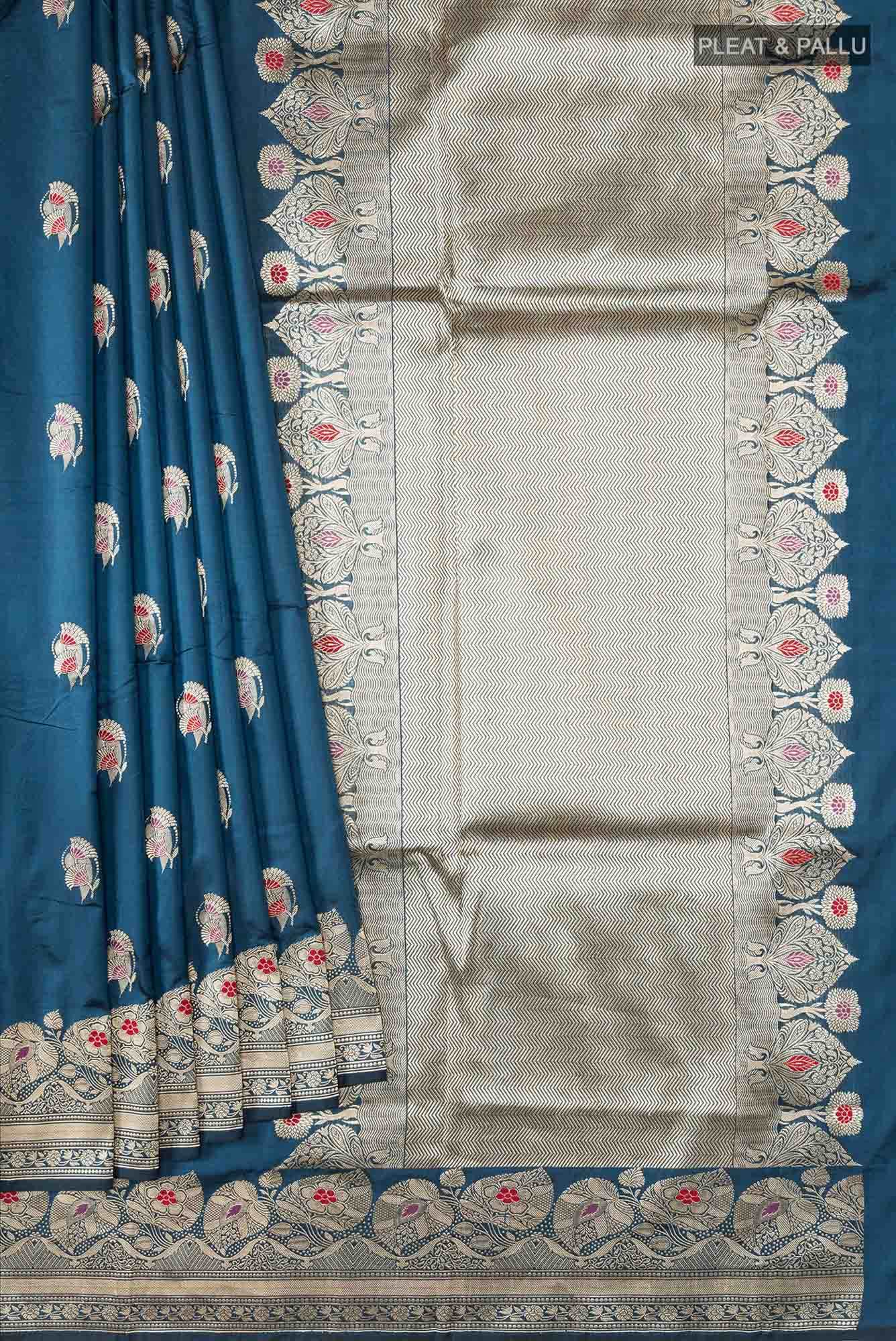 Blue Banarasi Katan Silk Saree