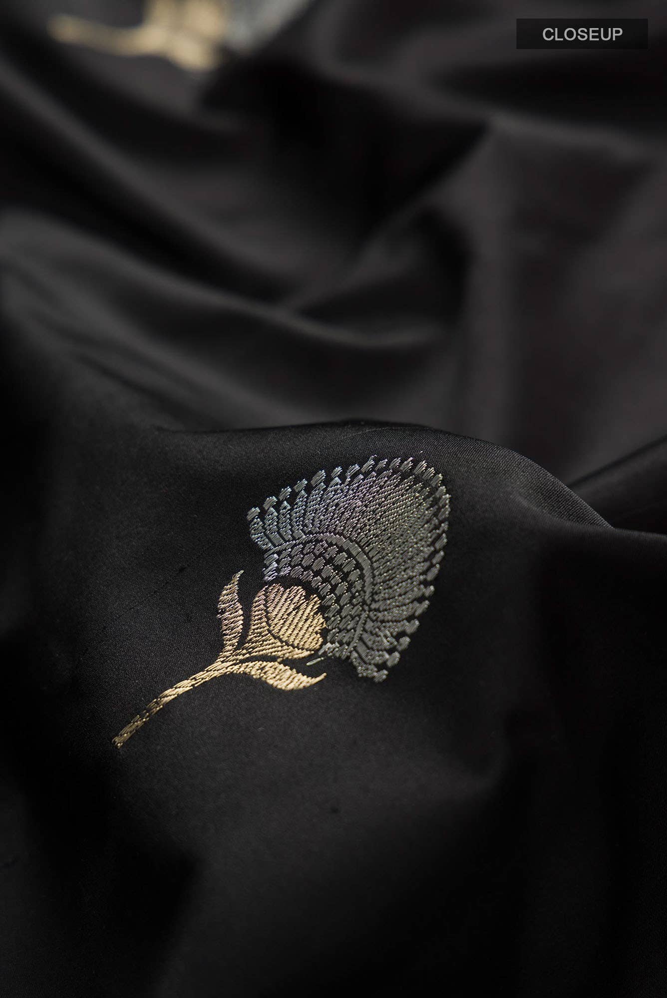 Black Banarasi Katan Silk Saree