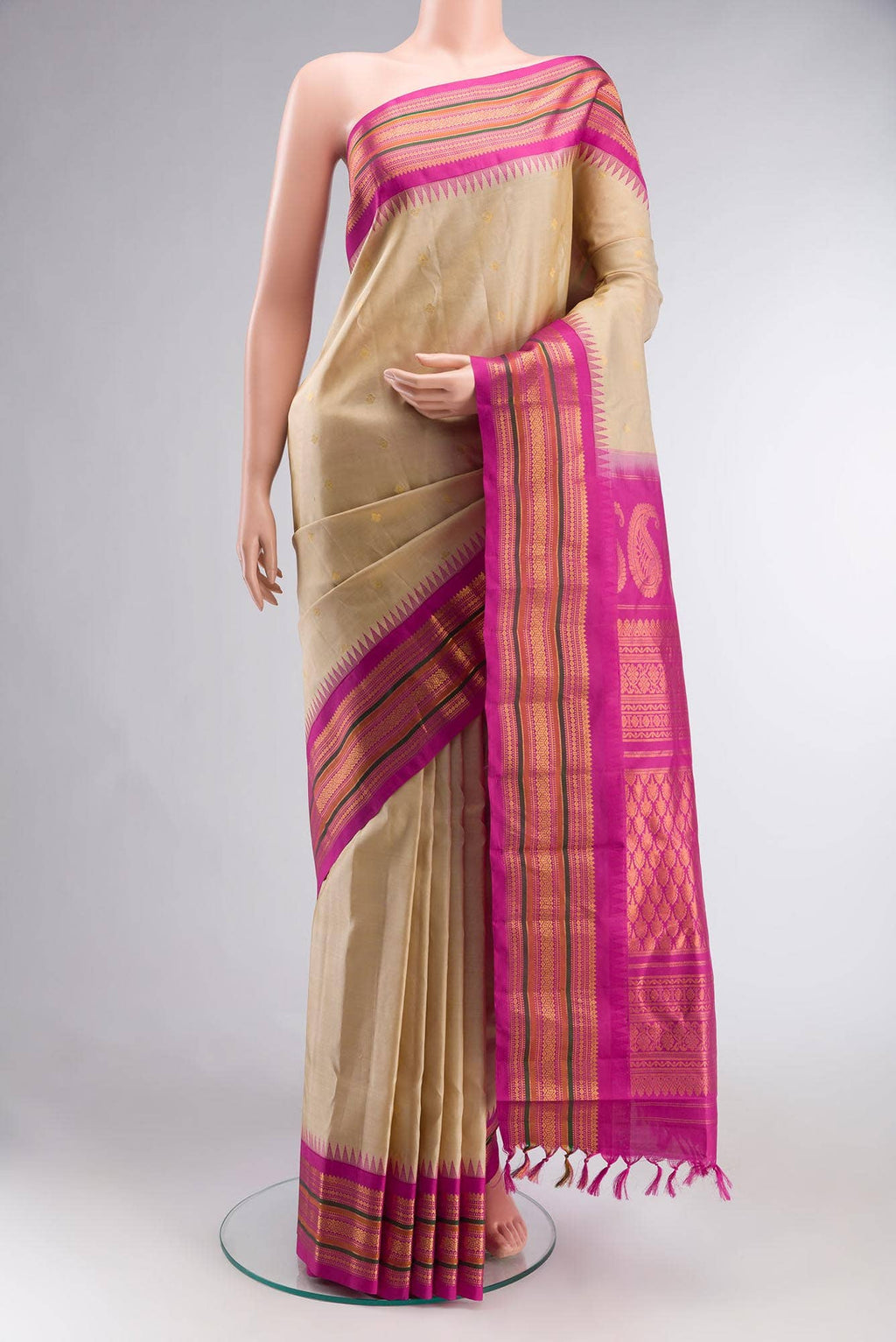 Beige Gadwal Silk Saree
